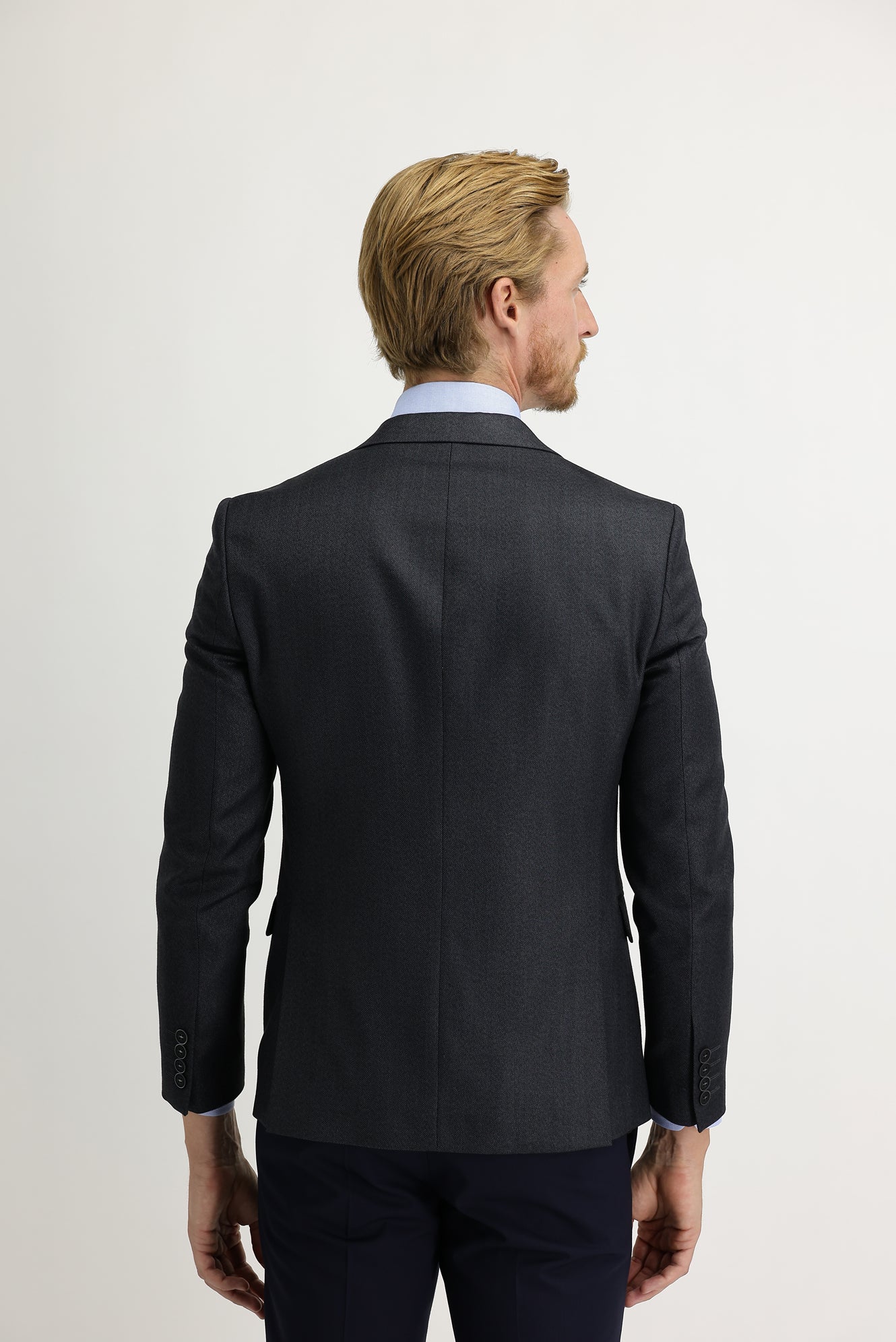 Koyu Antrasit 7 Drop Slim Fit Dar Kesim Balık Sırtı Ceket - Image 4