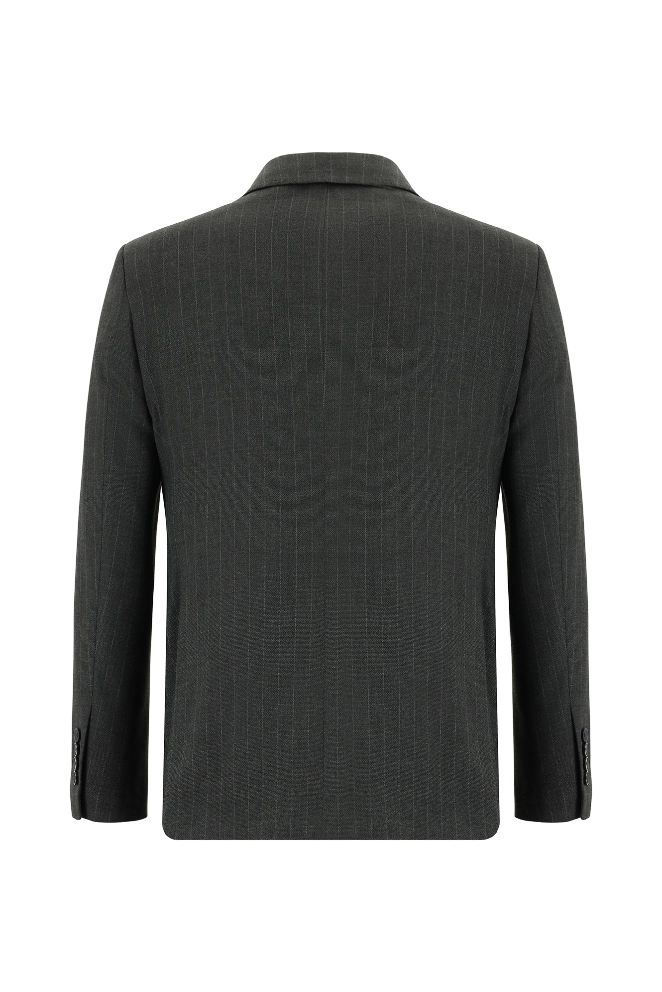 Koyu Antrasit 7 Drop Slim Fit Dar Kesim Çizgili Kruvaze Takım Elbise - Image 3