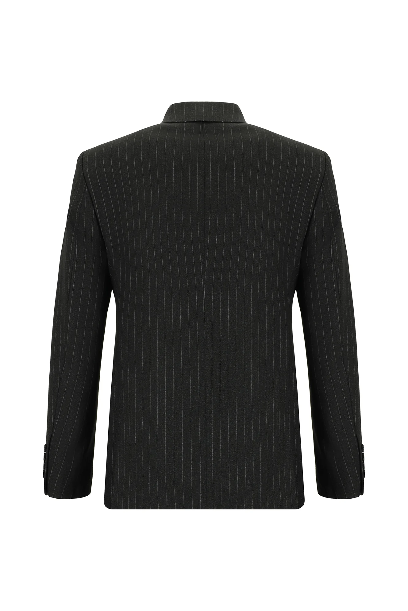 Koyu Antrasit 7 Drop Slim Fit Dar Kesim Çizgili Kruvaze Takım Elbise - Image 3