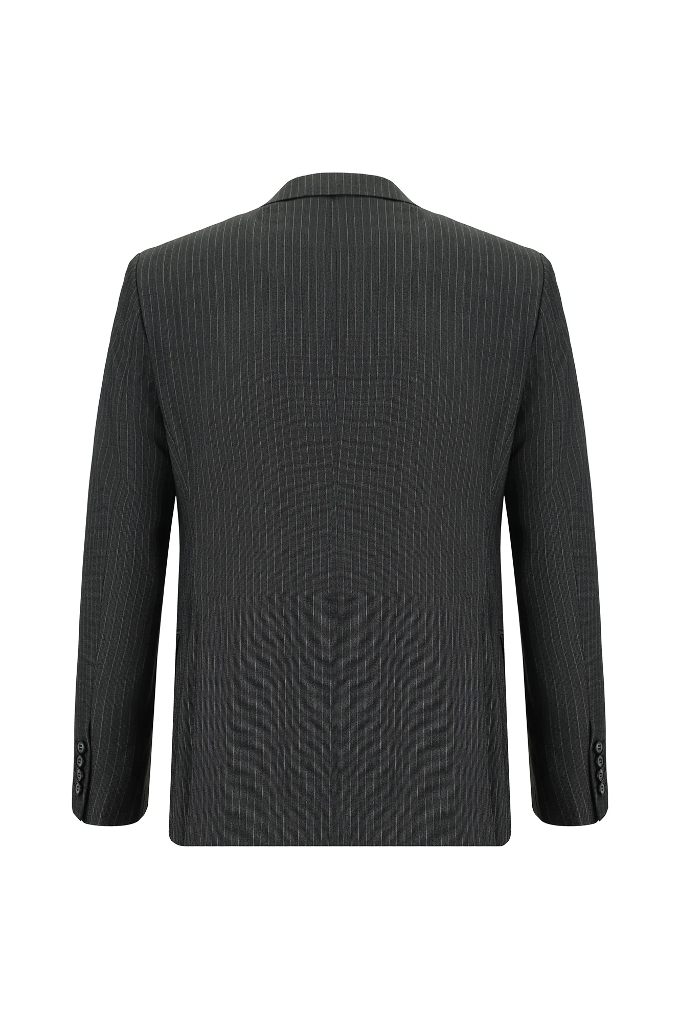 Koyu Antrasit 7 Drop Slim Fit Dar Kesim Çizgili Kruvaze Takım Elbise - Image 3