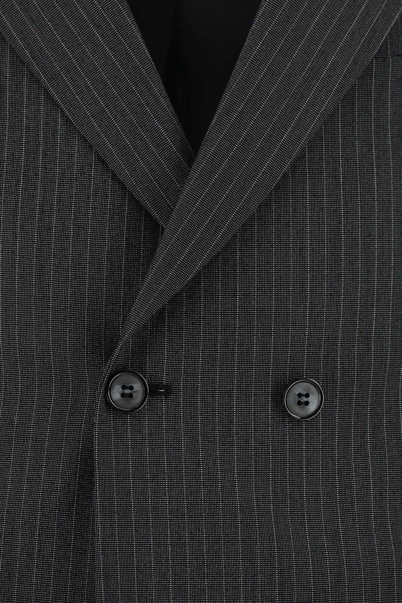 Koyu Antrasit 7 Drop Slim Fit Dar Kesim Çizgili Kruvaze Takım Elbise - Image 4
