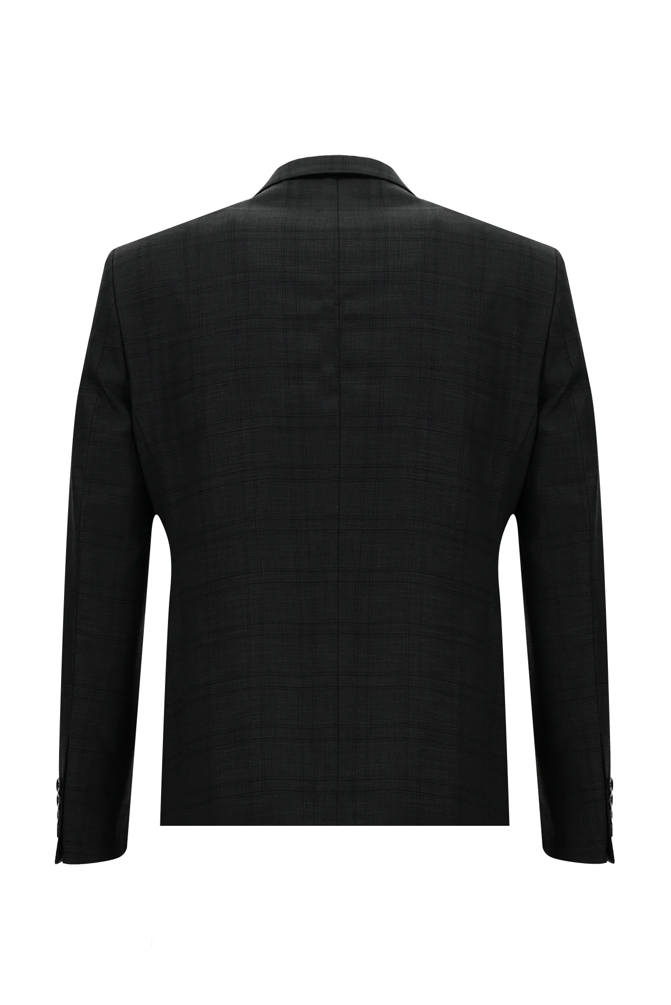Koyu Antrasit 7 Drop Slim Fit Dar Kesim Ekose Takım Elbise - Image 3