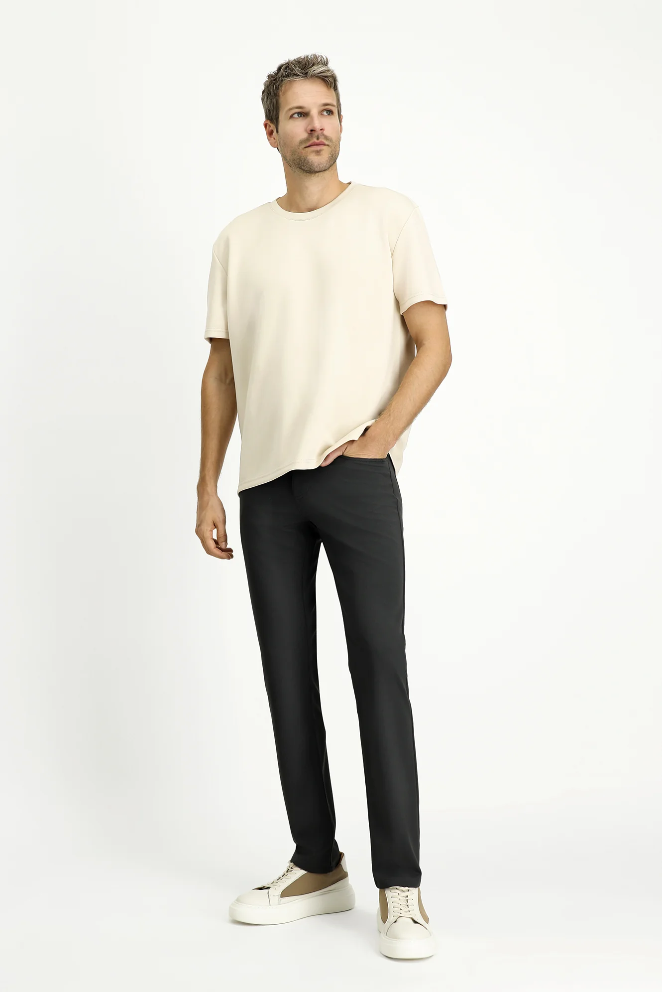 Koyu Antrasit Slim Fit Dar Kesim Kanvas / Chino Pantolon