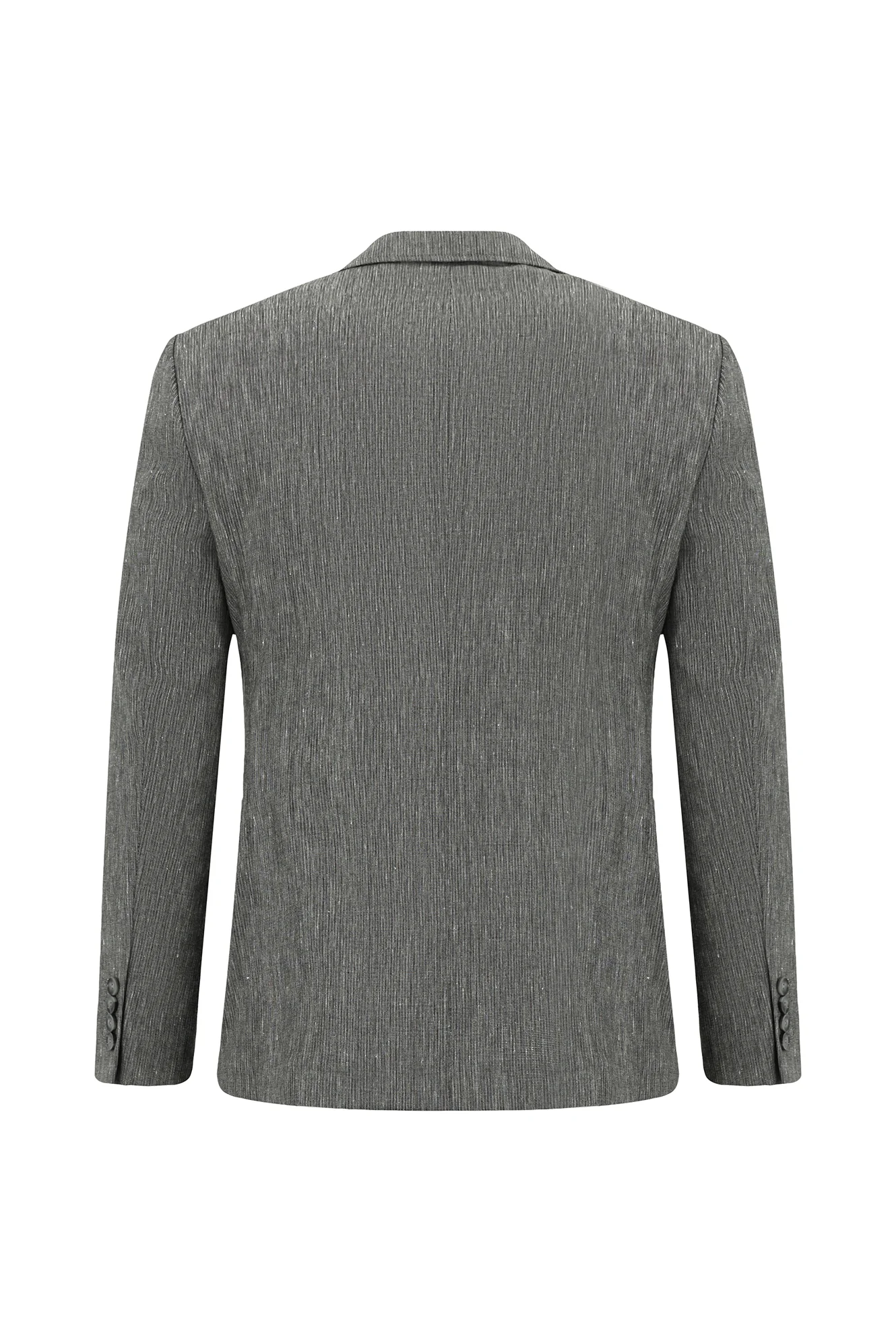 Koyu Antrasit 7 Drop Slim Fit Dar Kesim Keten Karışımlı Beli Lastikli İpli Takım Elbise - Image 3