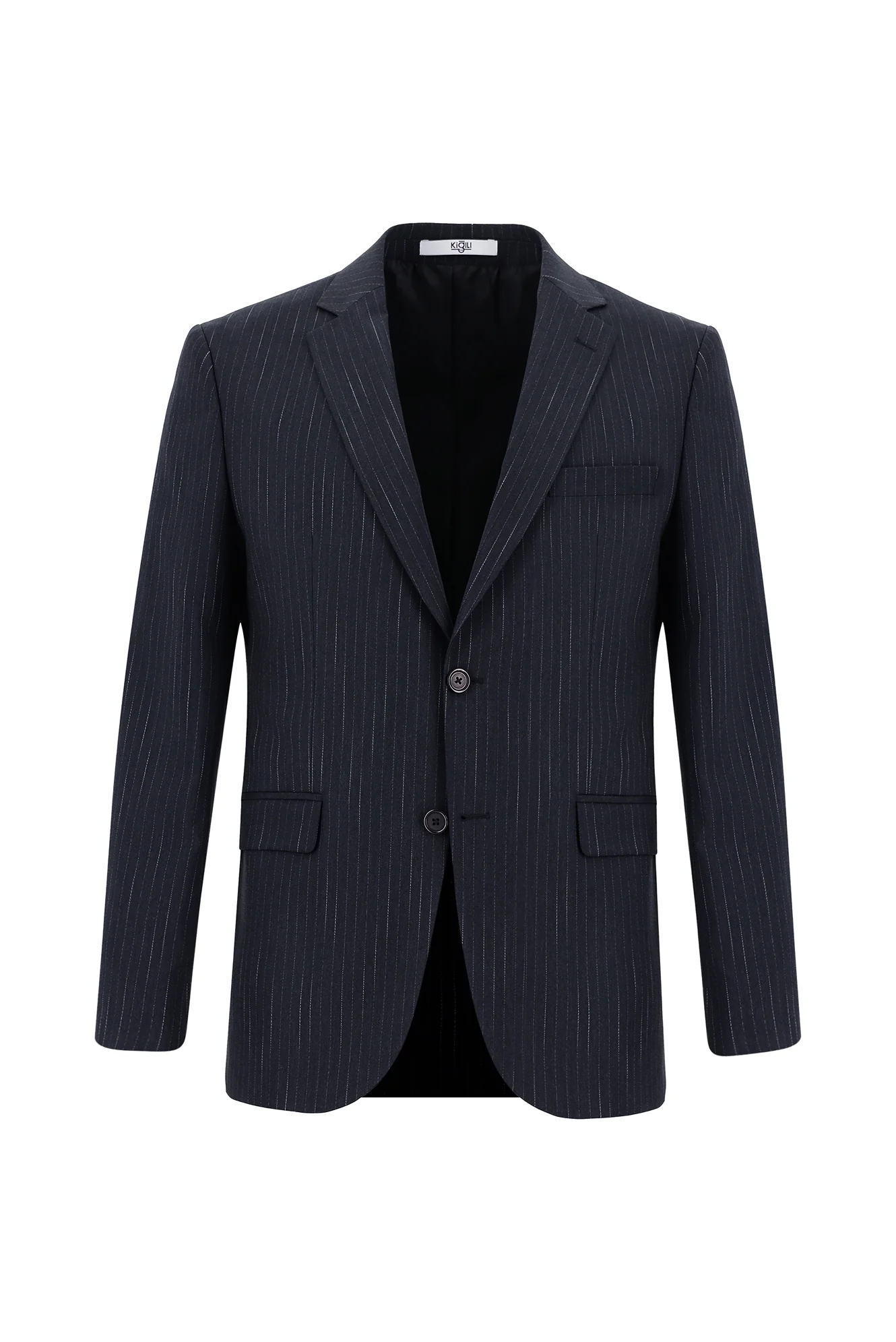 Koyu Antrasit 7 Drop Slim Fit Dar Kesim Çizgili Takım Elbise - Image 2