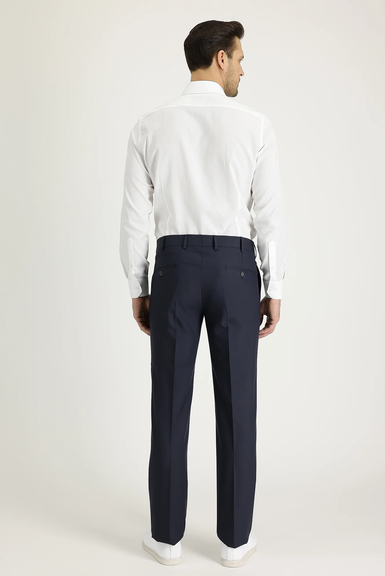 Koyu Antrasit 7 Drop Slim Fit Dar Kesim Klasik Desenli Likralı Kumaş Pantolon - Image 3