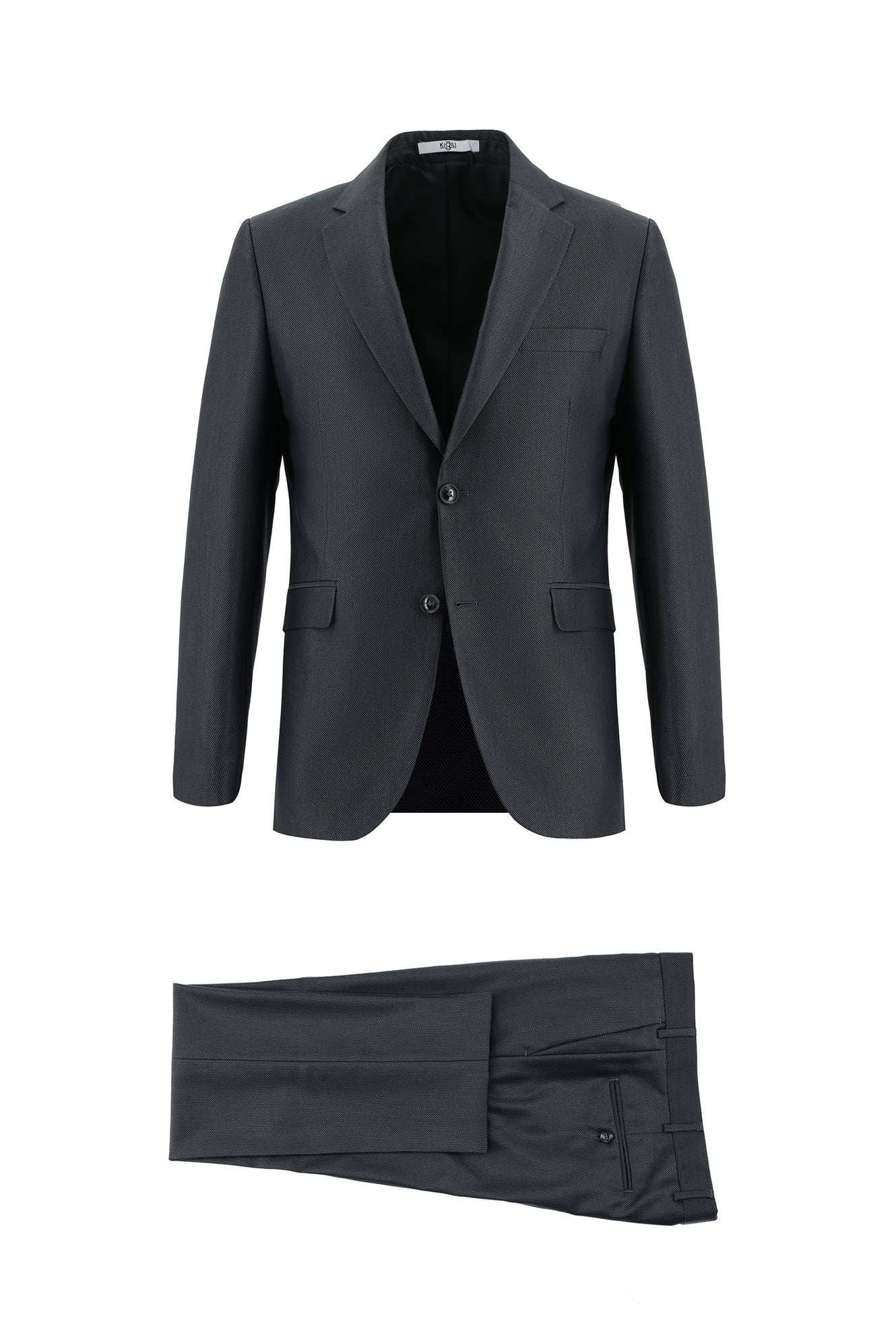 Koyu Antrasit 7 Drop Slim Fit Dar Kesim Desenli Takım Elbise