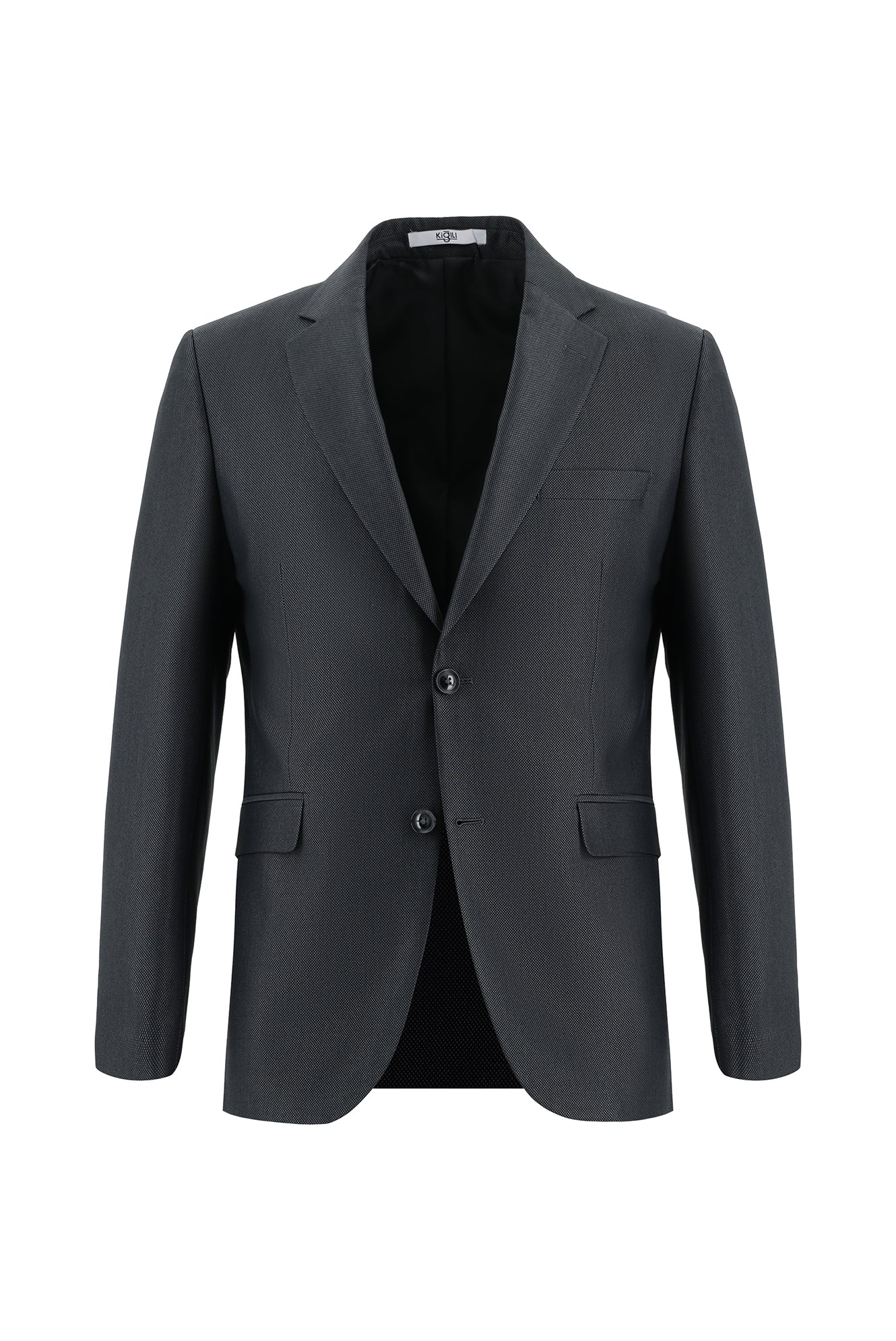 Koyu Antrasit 7 Drop Slim Fit Dar Kesim Desenli Takım Elbise - Image 2