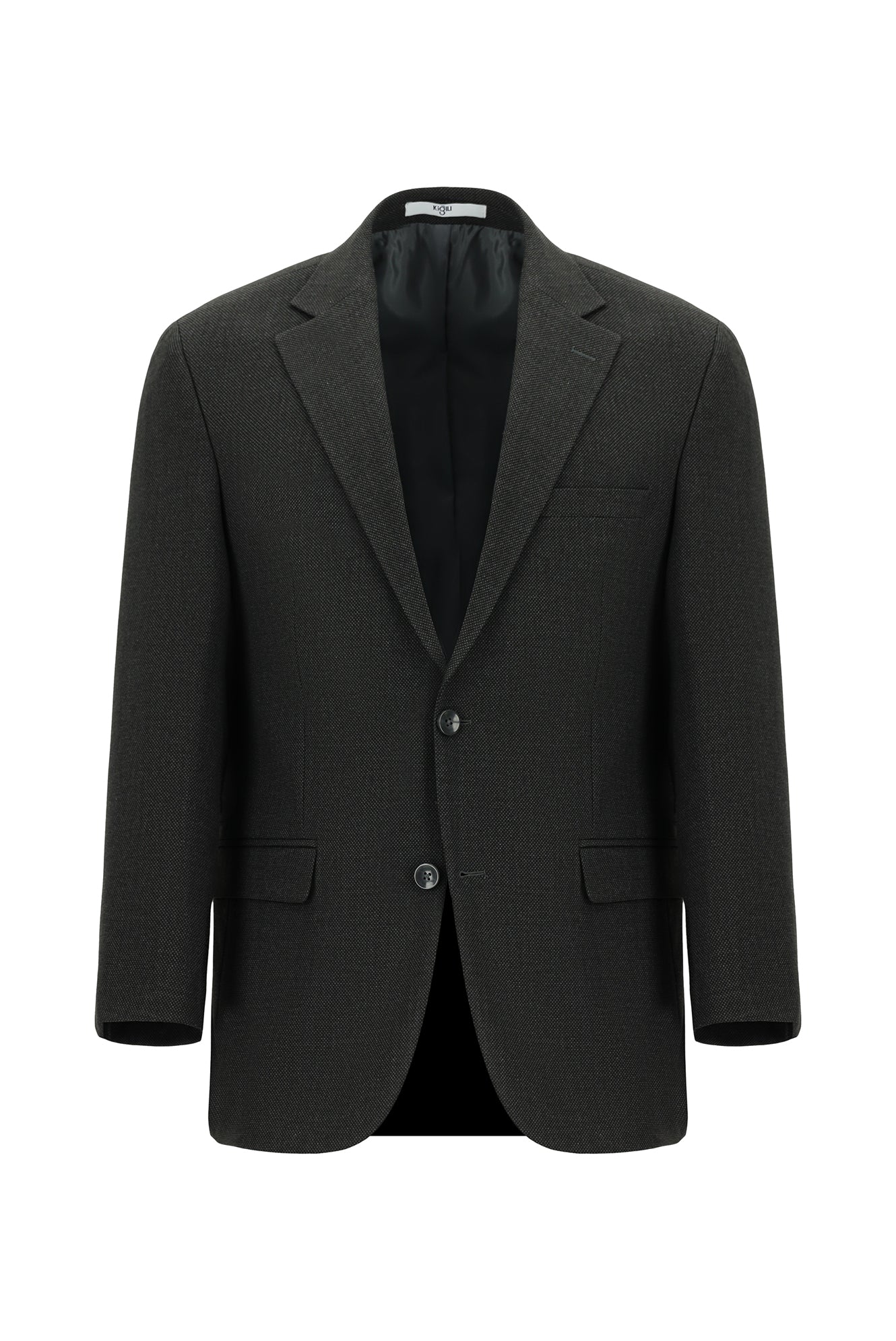 Koyu Antrasit 7 Drop Slim Fit Dar Kesim Desenli Takım Elbise - Image 2