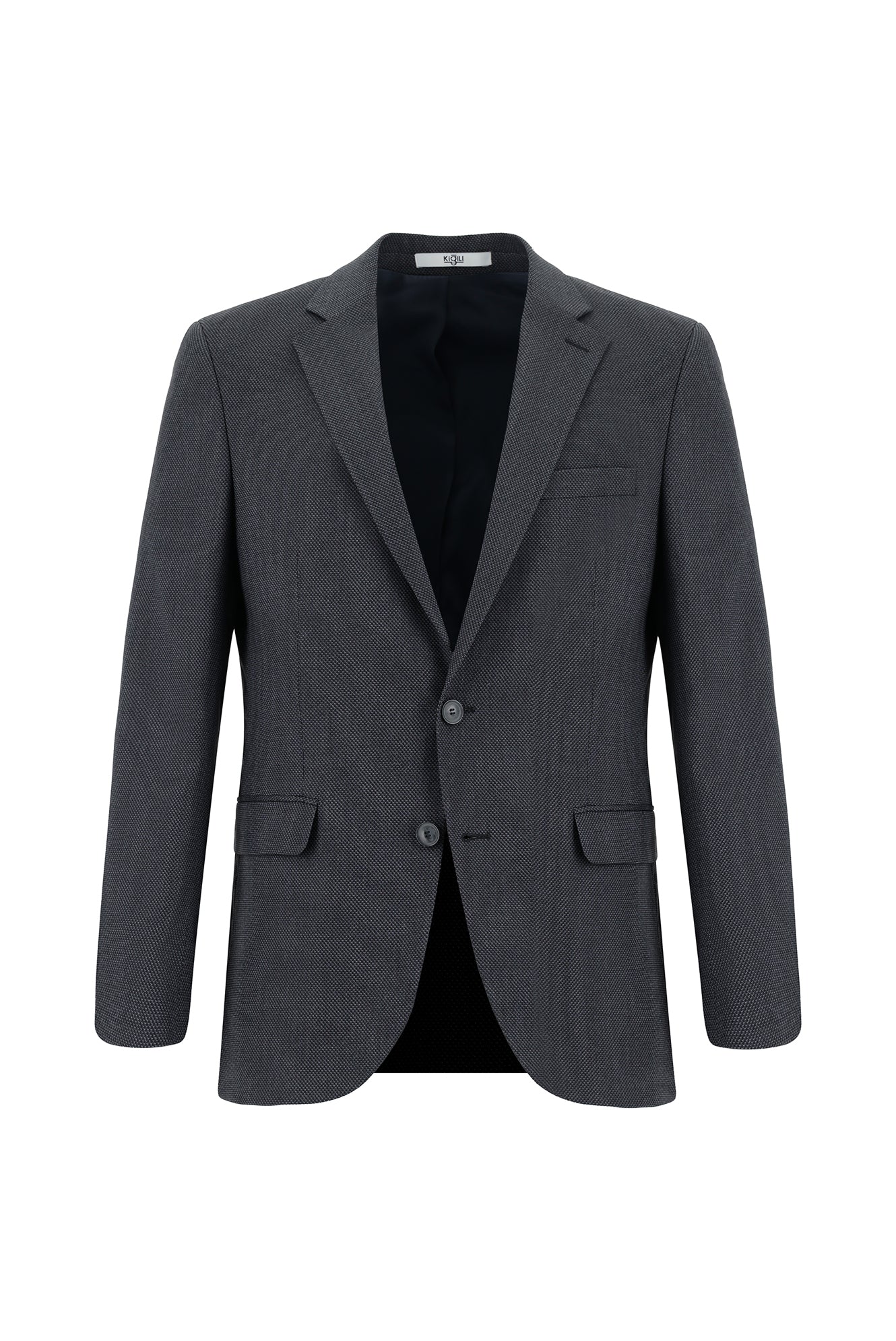 Koyu Antrasit 7 Drop Slim Fit Dar Kesim Desenli Takım Elbise - Image 2