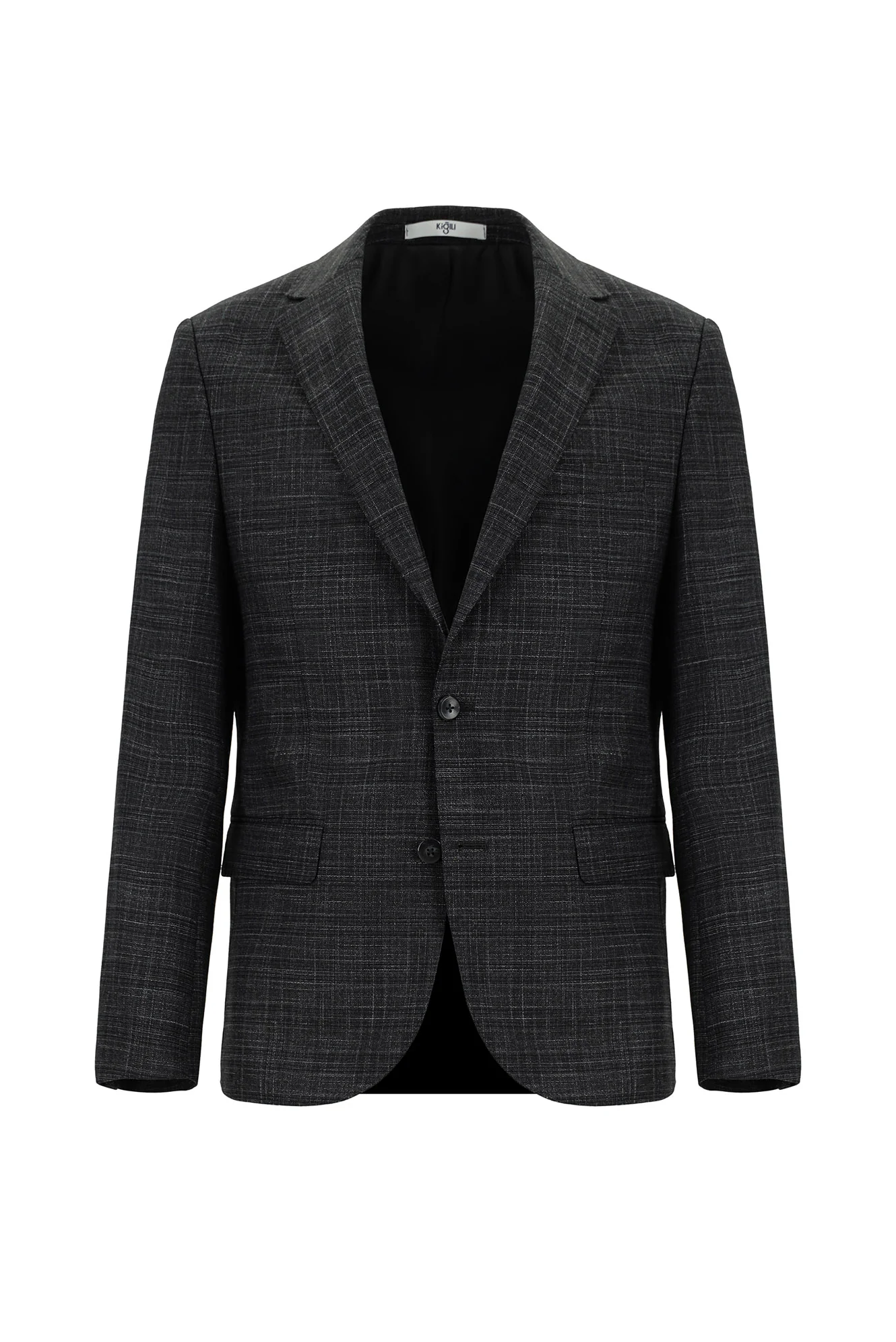 Koyu Antrasit 7 Drop Slim Fit Dar Kesim Ekose Takım Elbise - Image 2