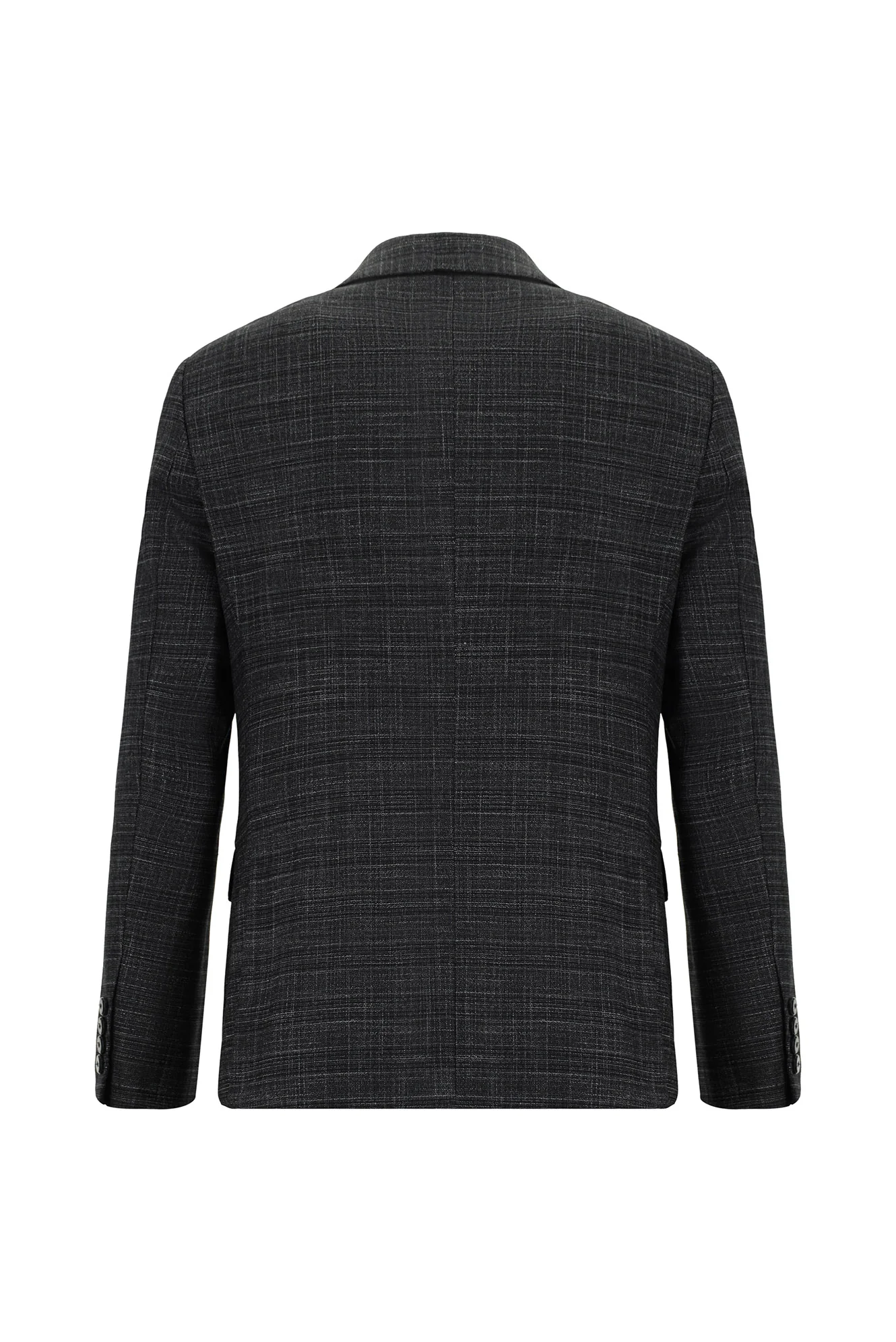 Koyu Antrasit 7 Drop Slim Fit Dar Kesim Ekose Takım Elbise - Image 3