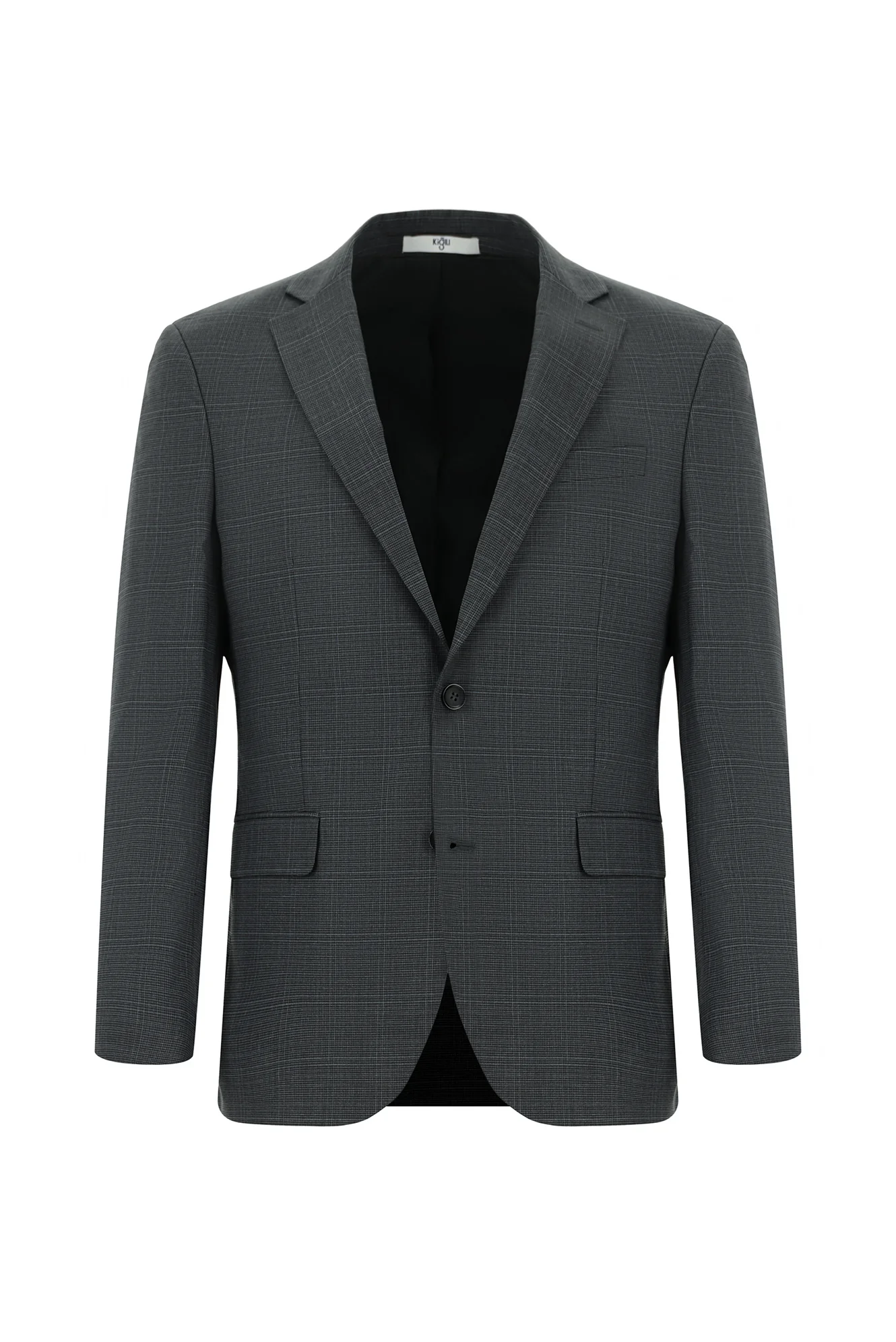 Koyu Antrasit 7 Drop Slim Fit Dar Kesim Ekose Takım Elbise - Image 2