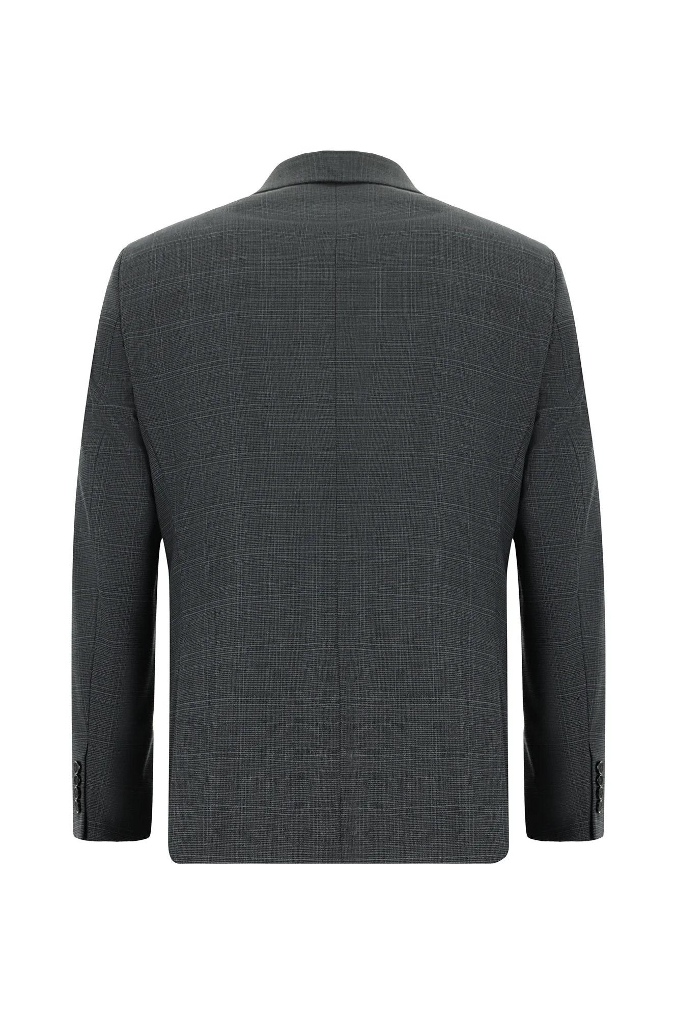 Koyu Antrasit 7 Drop Slim Fit Dar Kesim Ekose Takım Elbise - Image 3