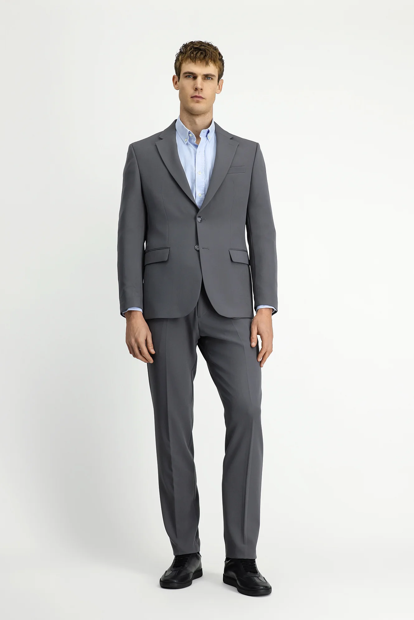 Koyu Antrasit 7 Drop Slim Fit Dar Kesim Mevsimlik Likralı Esnek Takım Elbise