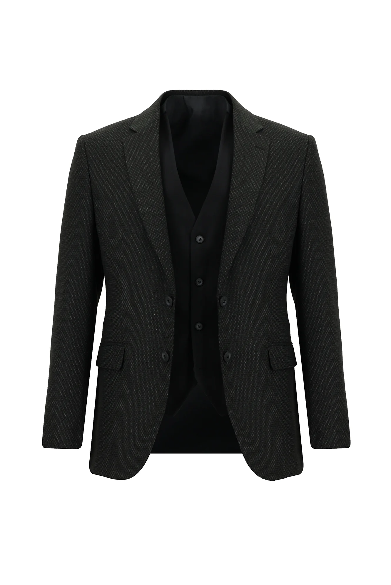 Koyu Antrasit 7 Drop Slim Fit Dar Kesim Kombinli Yelekli Takım Elbise - Image 2