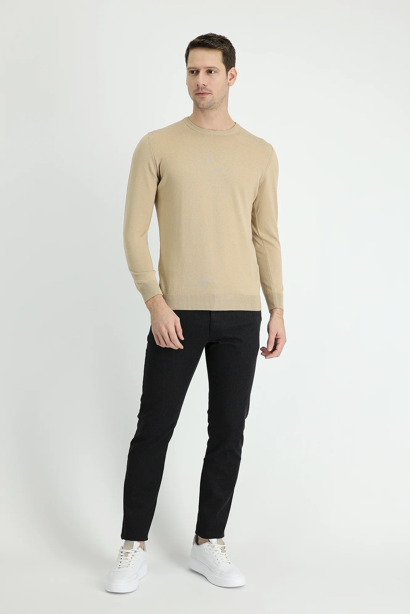 Koyu Antrasit Slim Fit Dar Kesim Likralı Kanvas / Chino Pantolon