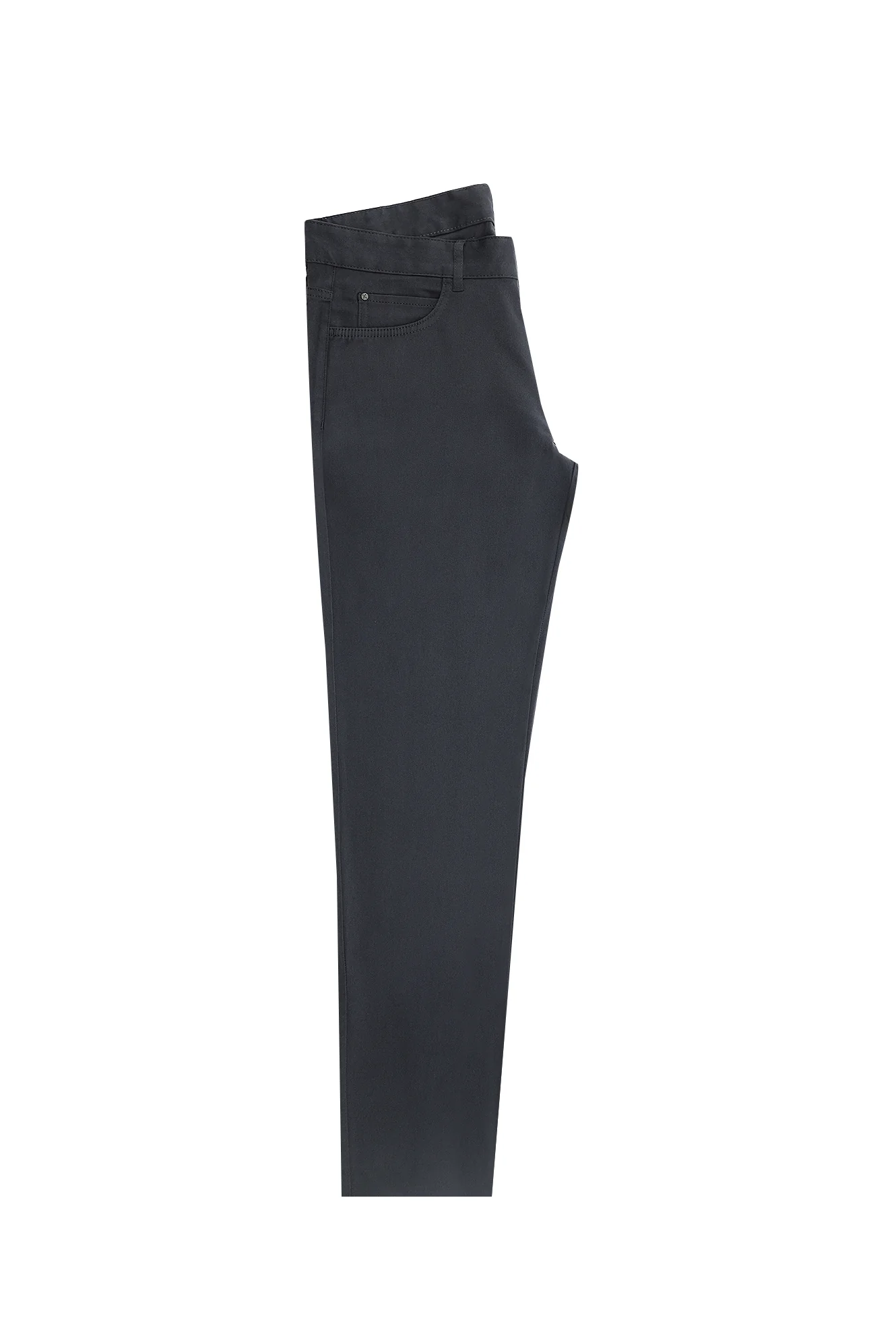 Koyu Antrasit Slim Fit Dar Kesim Likralı Kanvas / Chino Pantolon - Image 2