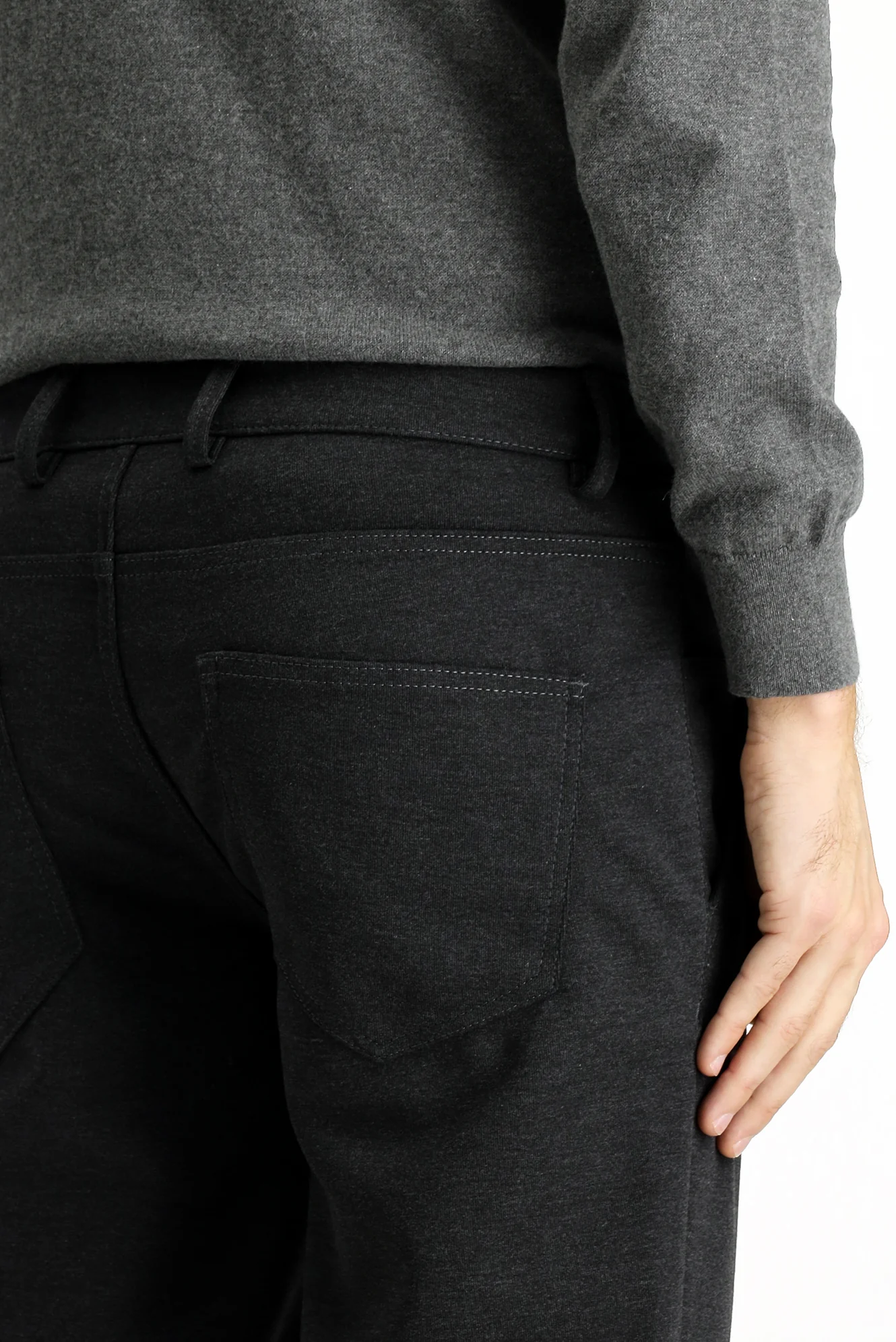 Koyu Antrasit 7 Drop Slim Fit Dar Kesim Likralı Örme Klasik Kumaş Pantolon - Image 7