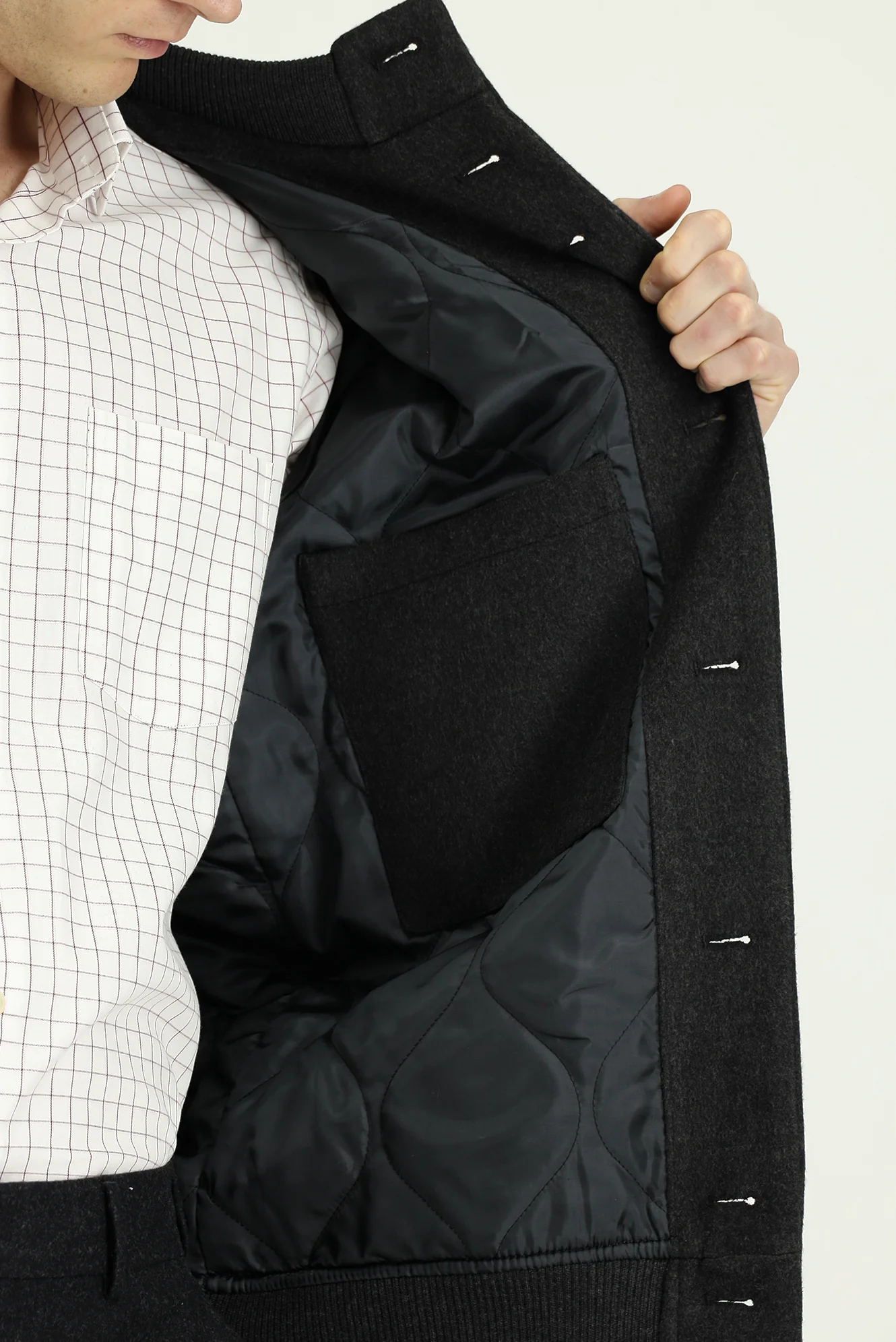 Koyu Antrasit Slim Fit Dar Kesim Mevsimlik Spor Bomber Ceket Mont - Image 8