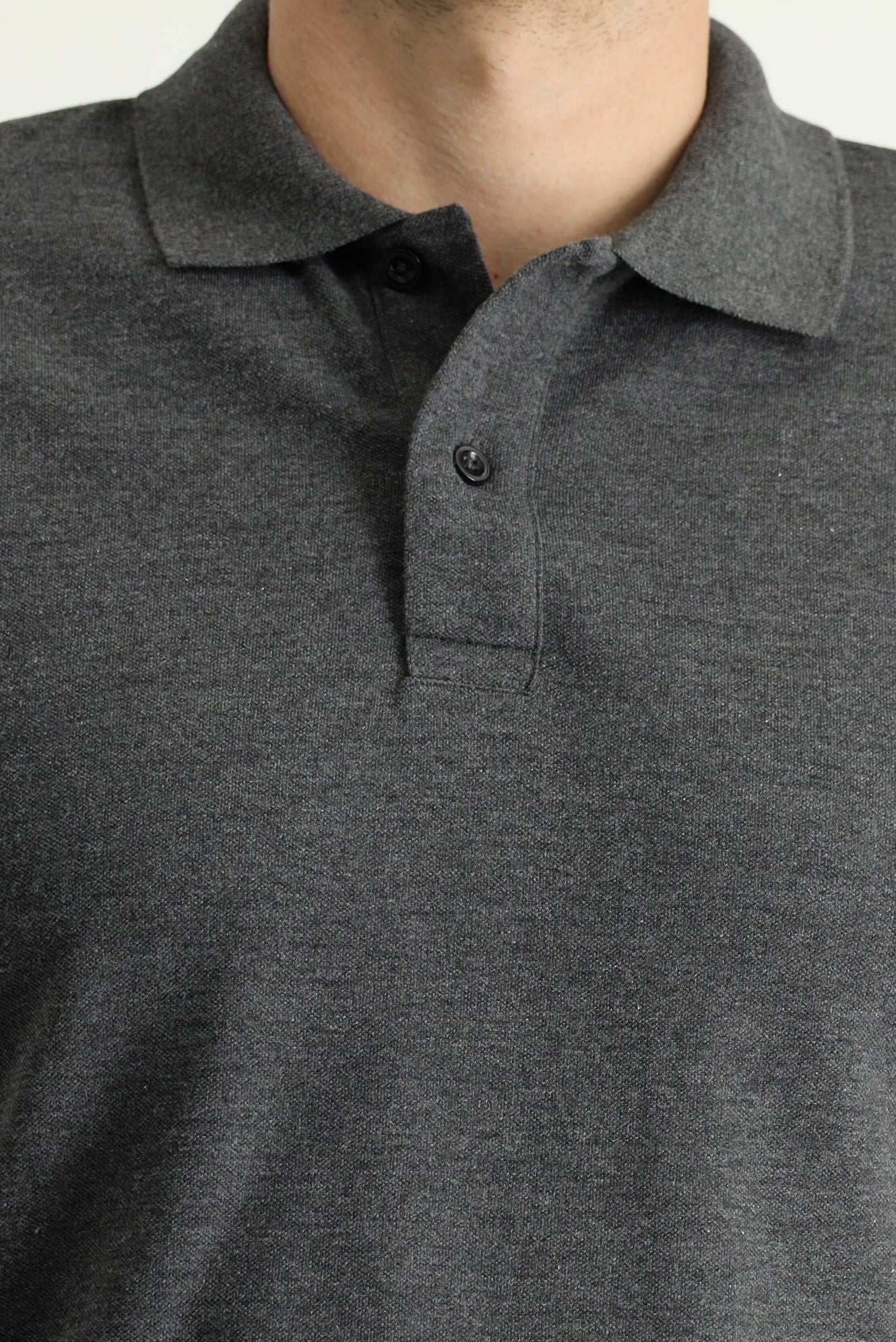 Koyu Antrasit Polo Yaka Slim Fit Nakışlı %100 Pamuk Tişört - Image 5