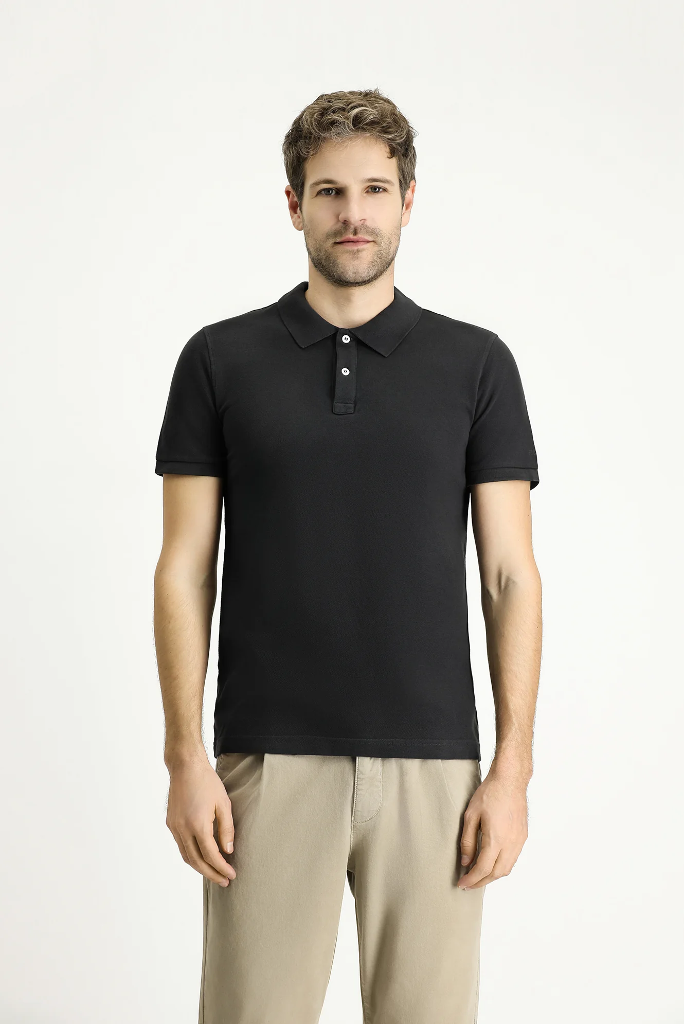 Koyu Antrasit Slim Fit Dar Kesim Nakışlı Pamuk Polo Yaka Tişört - Image 3