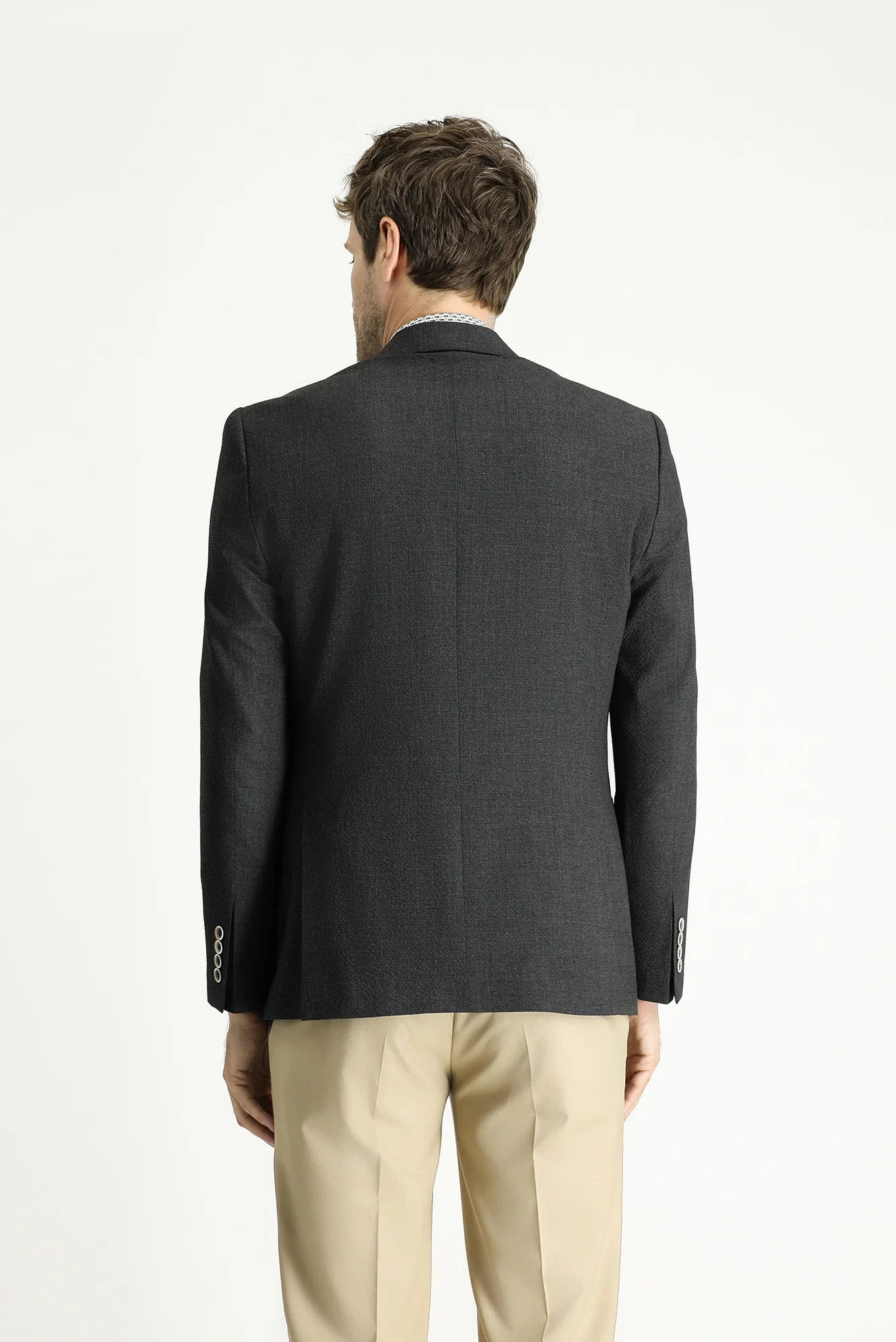 Koyu Antrasit 7 Drop Slim Fit Dar Kesim Spor Desenli Ceket - Image 4