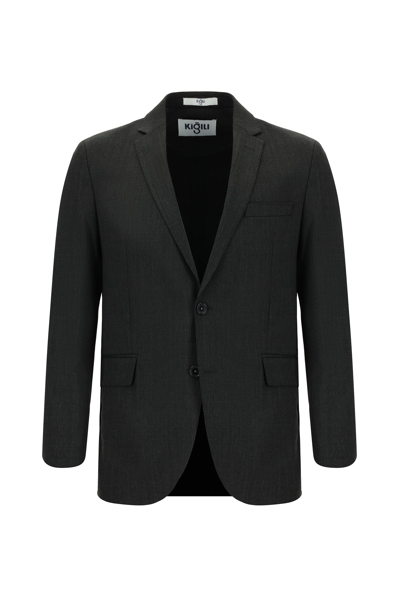 Koyu Antrasit 7 Drop Slim Fit Dar Kesim Yünlü Desenli Takım Elbise - Image 2