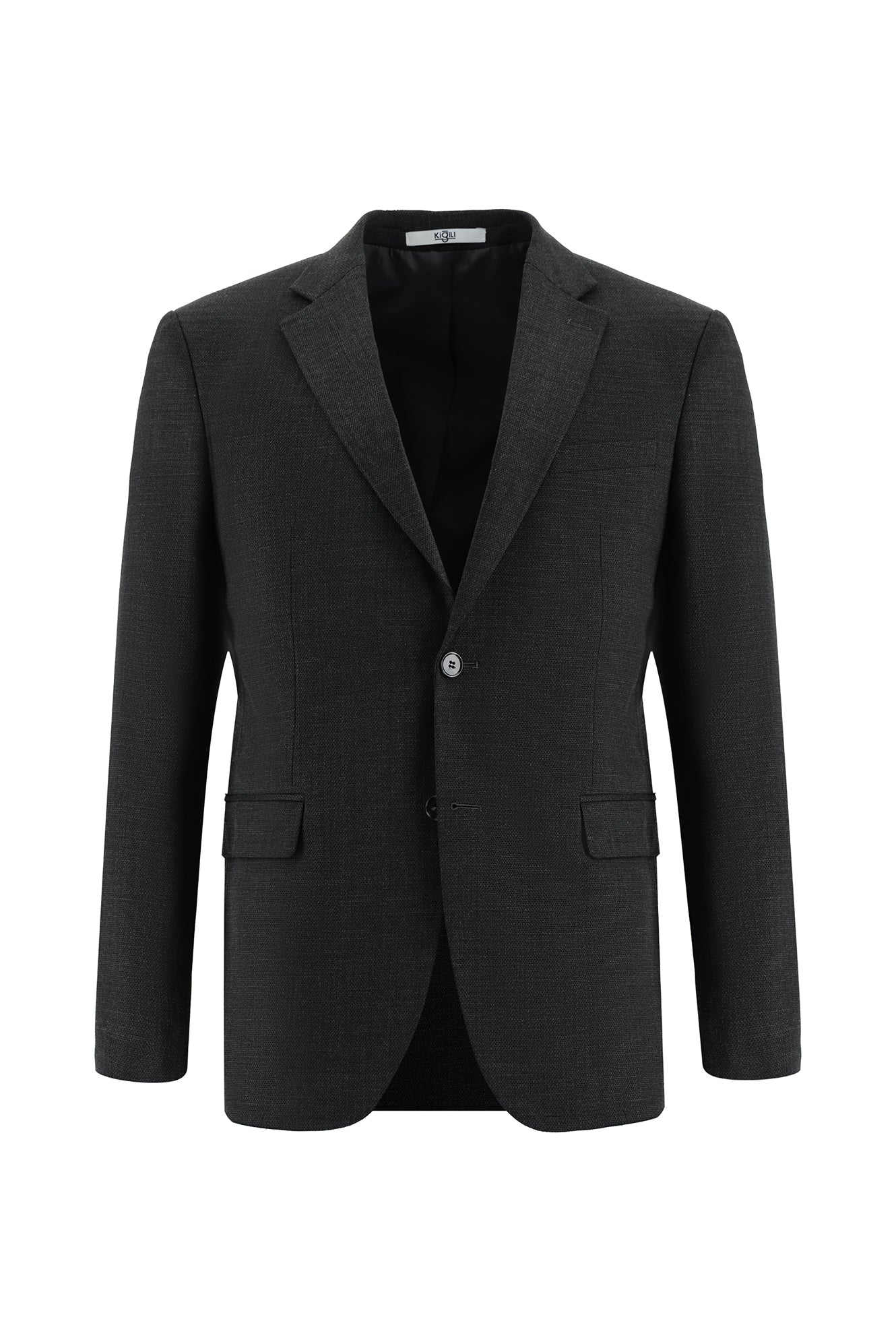 Koyu Antrasit 7 Drop Slim Fit Dar Kesim Yünlü Desenli Takım Elbise - Image 2