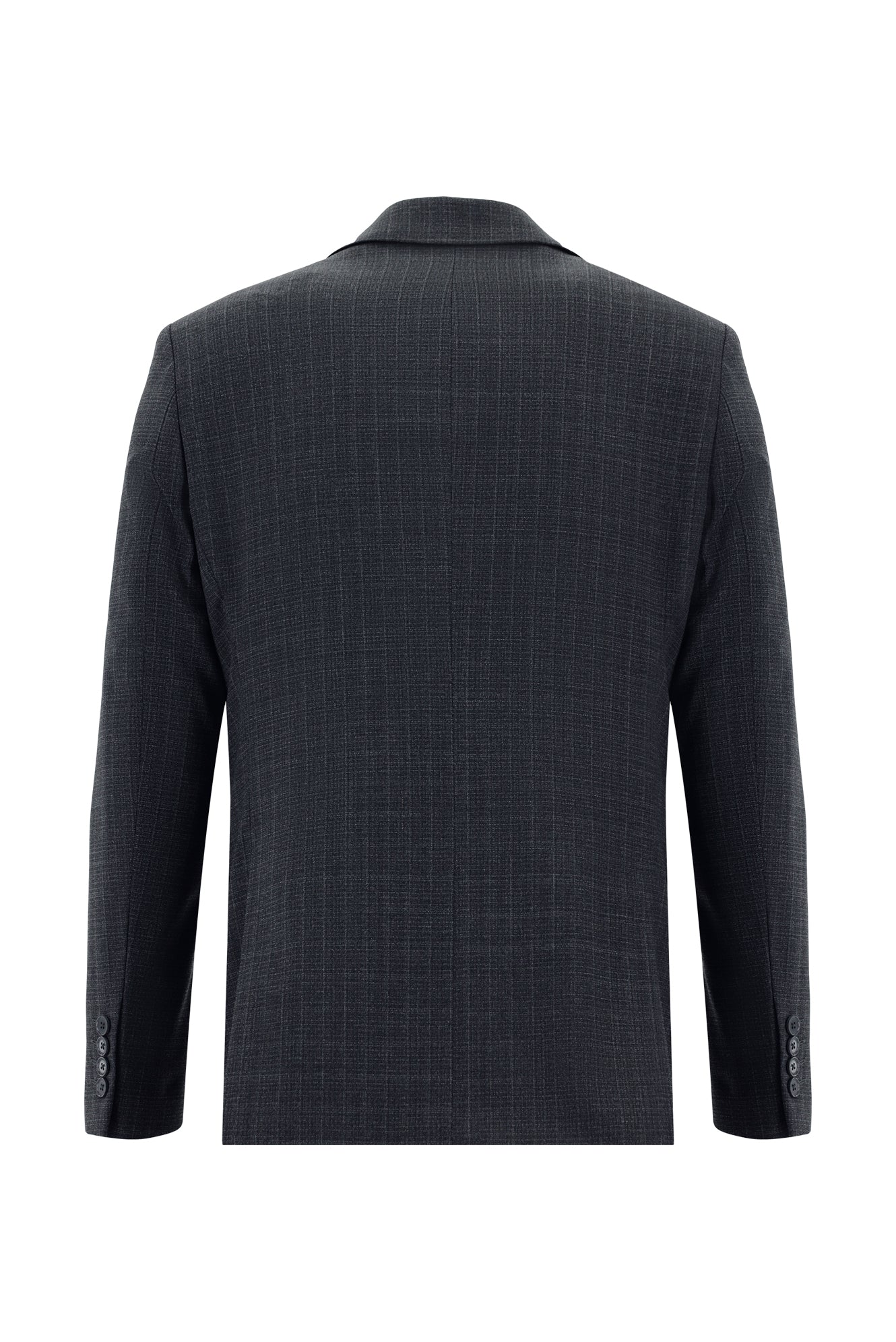 Koyu Antrasit 7 Drop Slim Fit Dar Kesim Yünlü Ekose Takım Elbise - Image 3