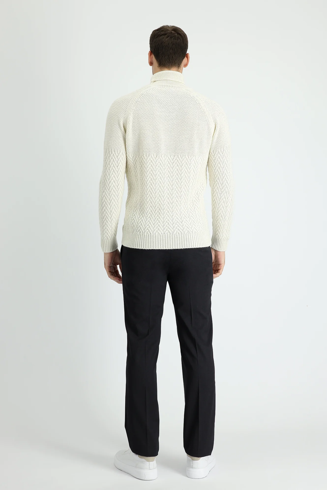 Koyu Antrasit 7 Drop Slim Fit Dar Kesim Yünlü Klasik Kumaş Pantolon - Image 3