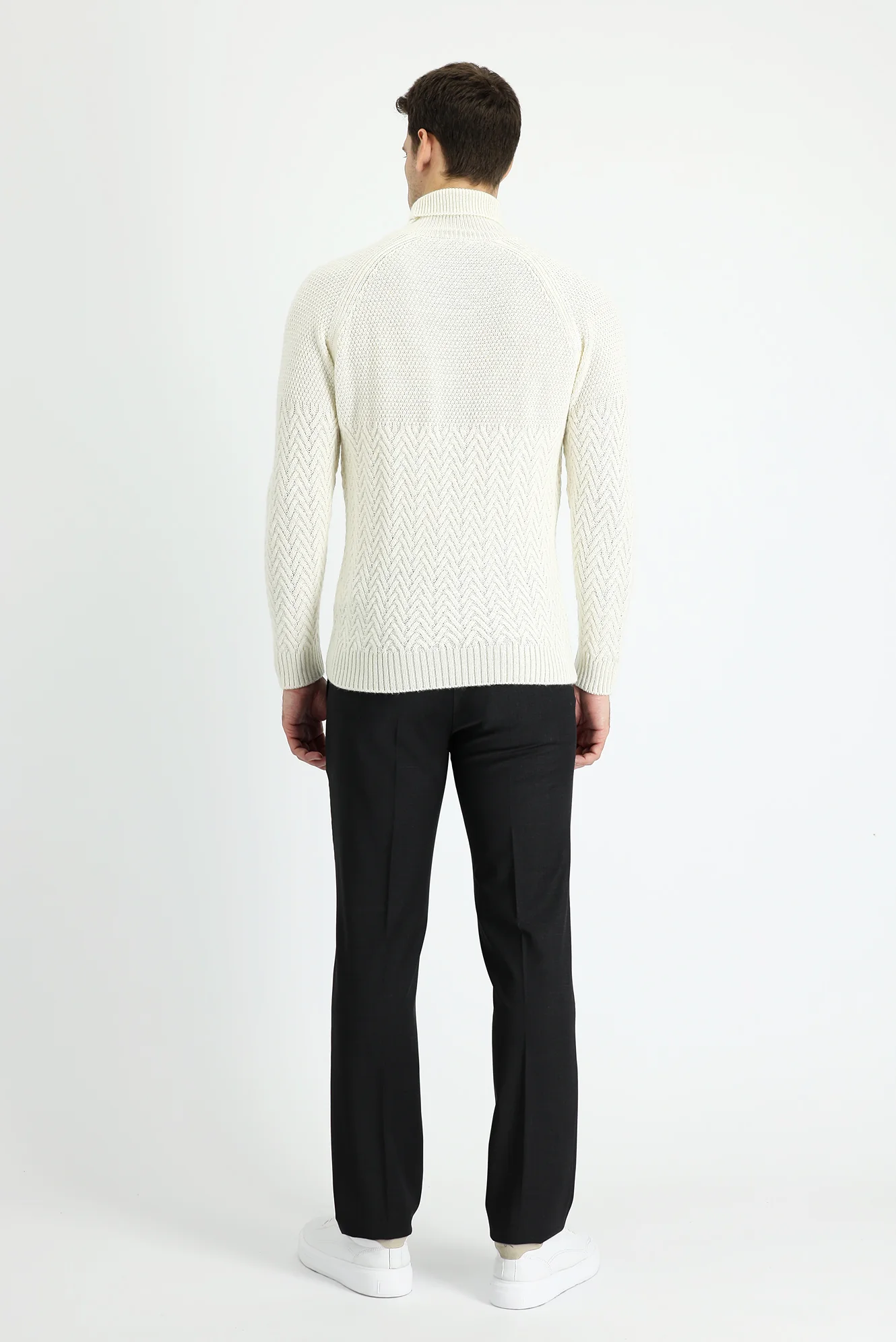 Koyu Antrasit 7 Drop Slim Fit Dar Kesim Yünlü Klasik Kumaş Pantolon - Image 3