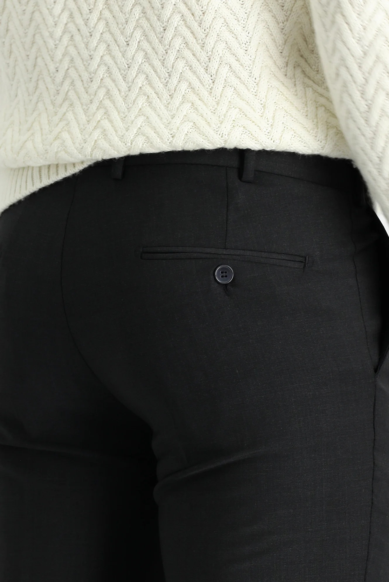 Koyu Antrasit 7 Drop Slim Fit Dar Kesim Yünlü Klasik Kumaş Pantolon - Image 4