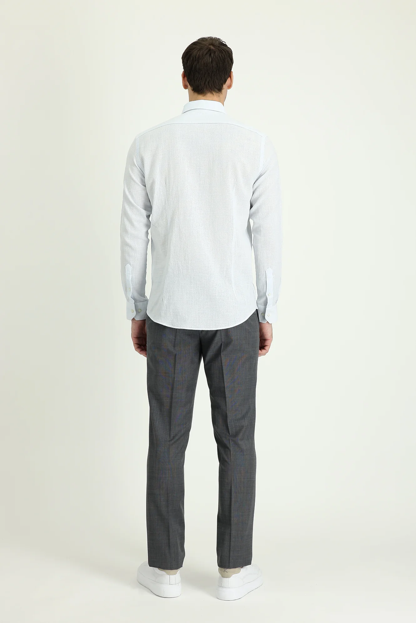 Koyu Antrasit 7 Drop Slim Fit Dar Kesim Yünlü Klasik Kumaş Pantolon - Image 2