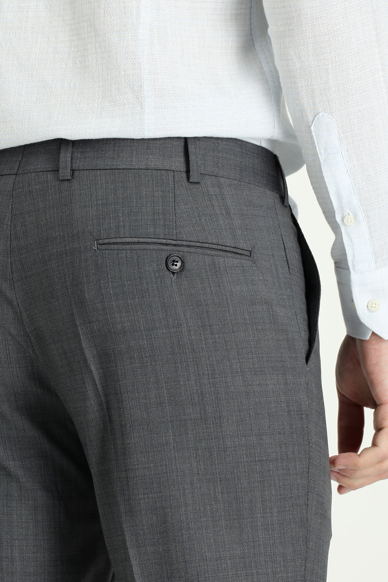 Koyu Antrasit 7 Drop Slim Fit Dar Kesim Yünlü Klasik Kumaş Pantolon - Image 3