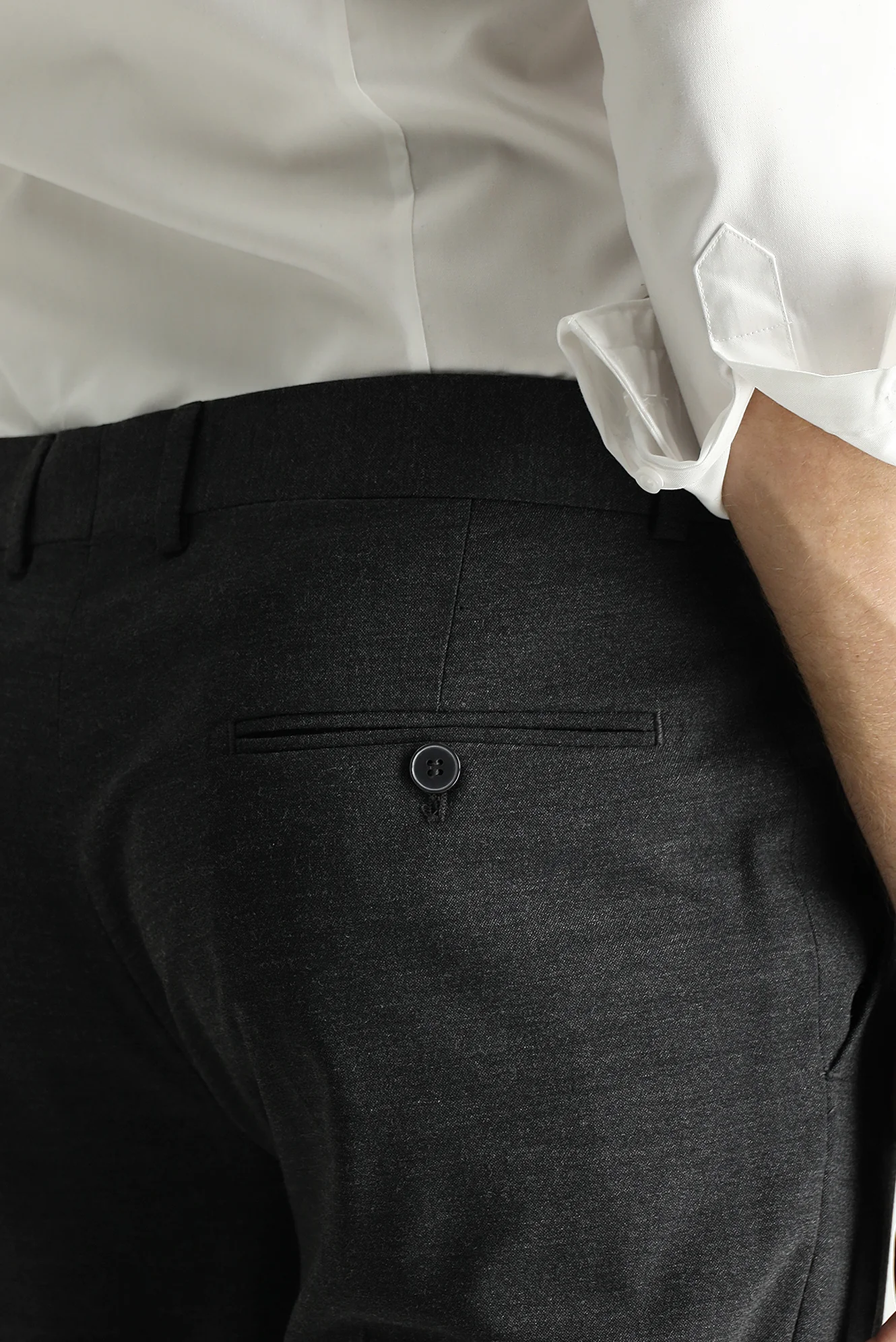 Koyu Antrasit 7 Drop Slim Fit Dar Kesim Yünlü Klasik Kumaş Pantolon - Image 6