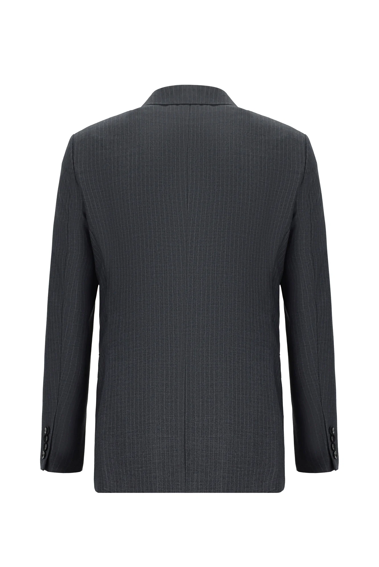 Koyu Antrasit 7 Drop Super Slim Fit Eksra Dar Kesim Çizgili Kruvaze Takım Elbise - Image 3