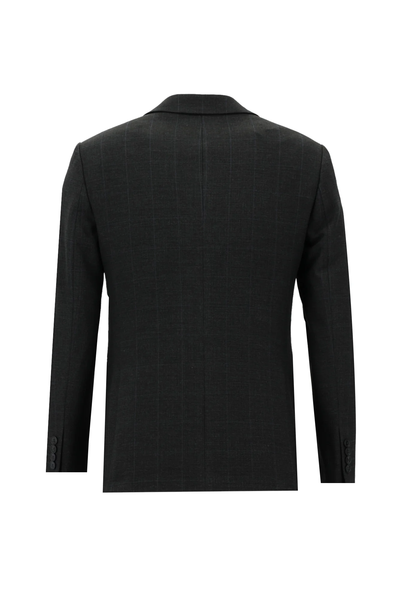 Koyu Antrasit 7 Drop Super Slim Fit Eksra Dar Kesim Fit Kareli Yelekli Takım Elbise - Image 3