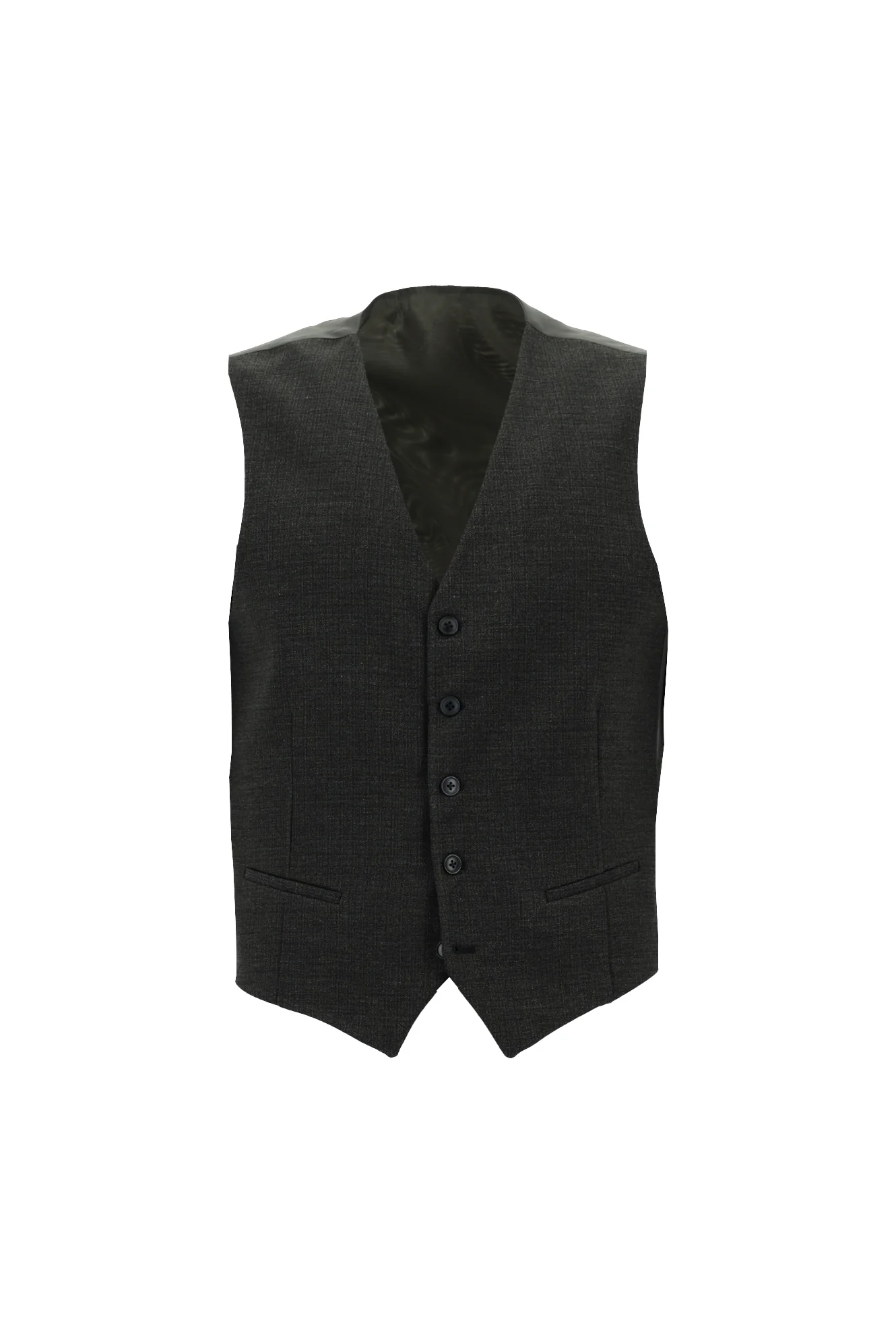 Koyu Antrasit 7 Drop Super Slim Fit Eksra Dar Kesim Fit Kareli Yelekli Takım Elbise - Image 4