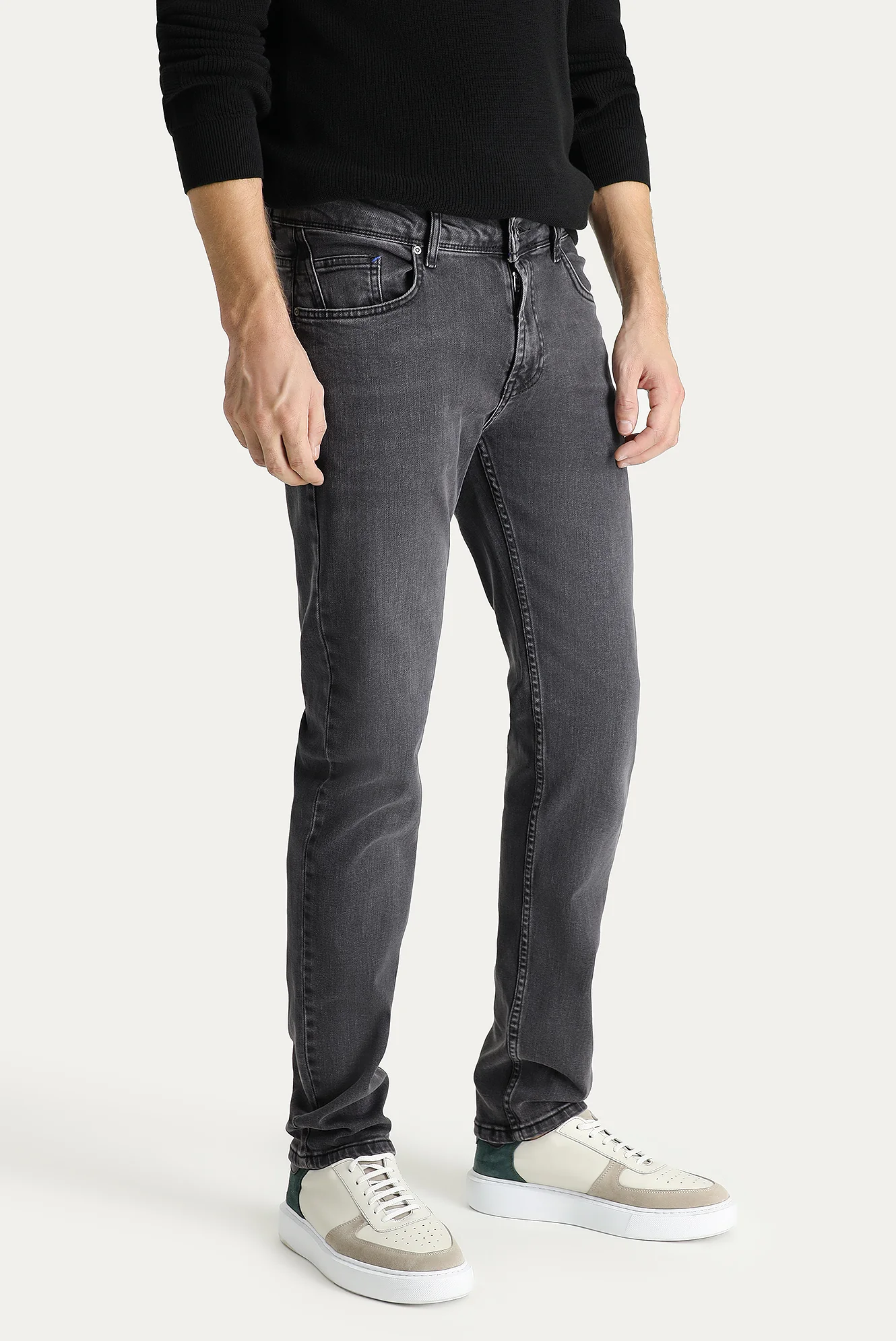 Koyu Antrasit Super Slim Fit Eksra Dar Kesim Likralı Denim Pantolon - Image 3
