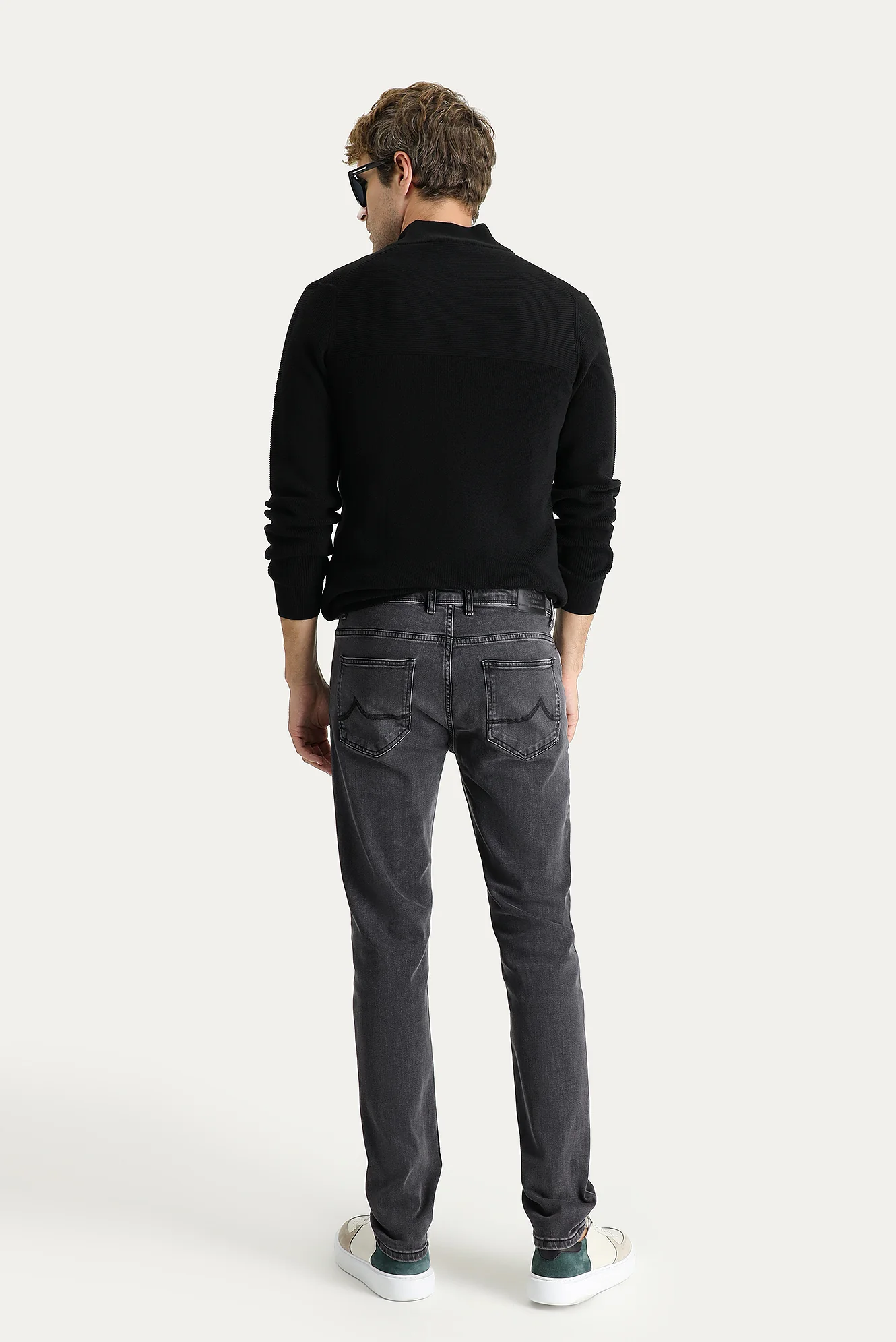 Koyu Antrasit Super Slim Fit Eksra Dar Kesim Likralı Denim Pantolon - Image 4