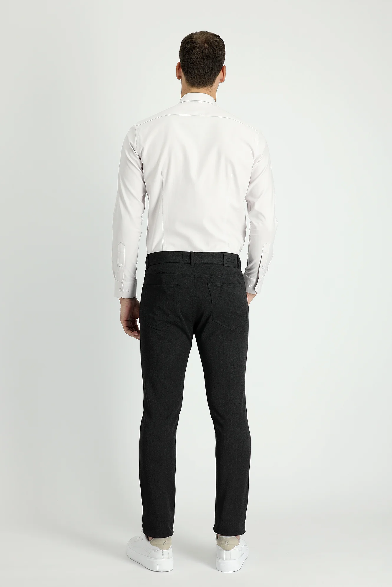Koyu Antrasit Super Slim Fit Eksra Dar Kesim Likralı Kanvas / Chino Pantolon - Image 3