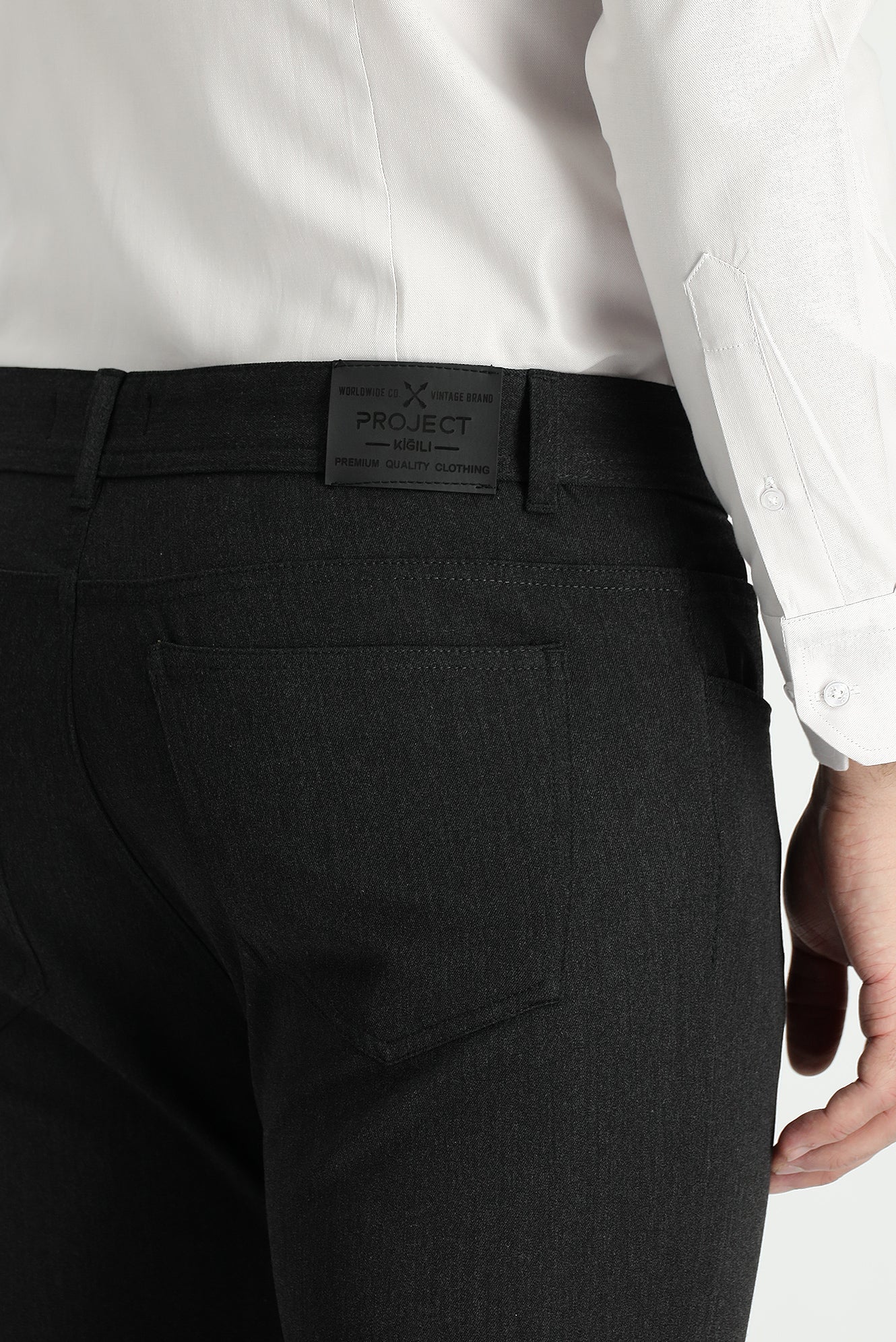 Koyu Antrasit Super Slim Fit Eksra Dar Kesim Likralı Kanvas / Chino Pantolon - Image 4