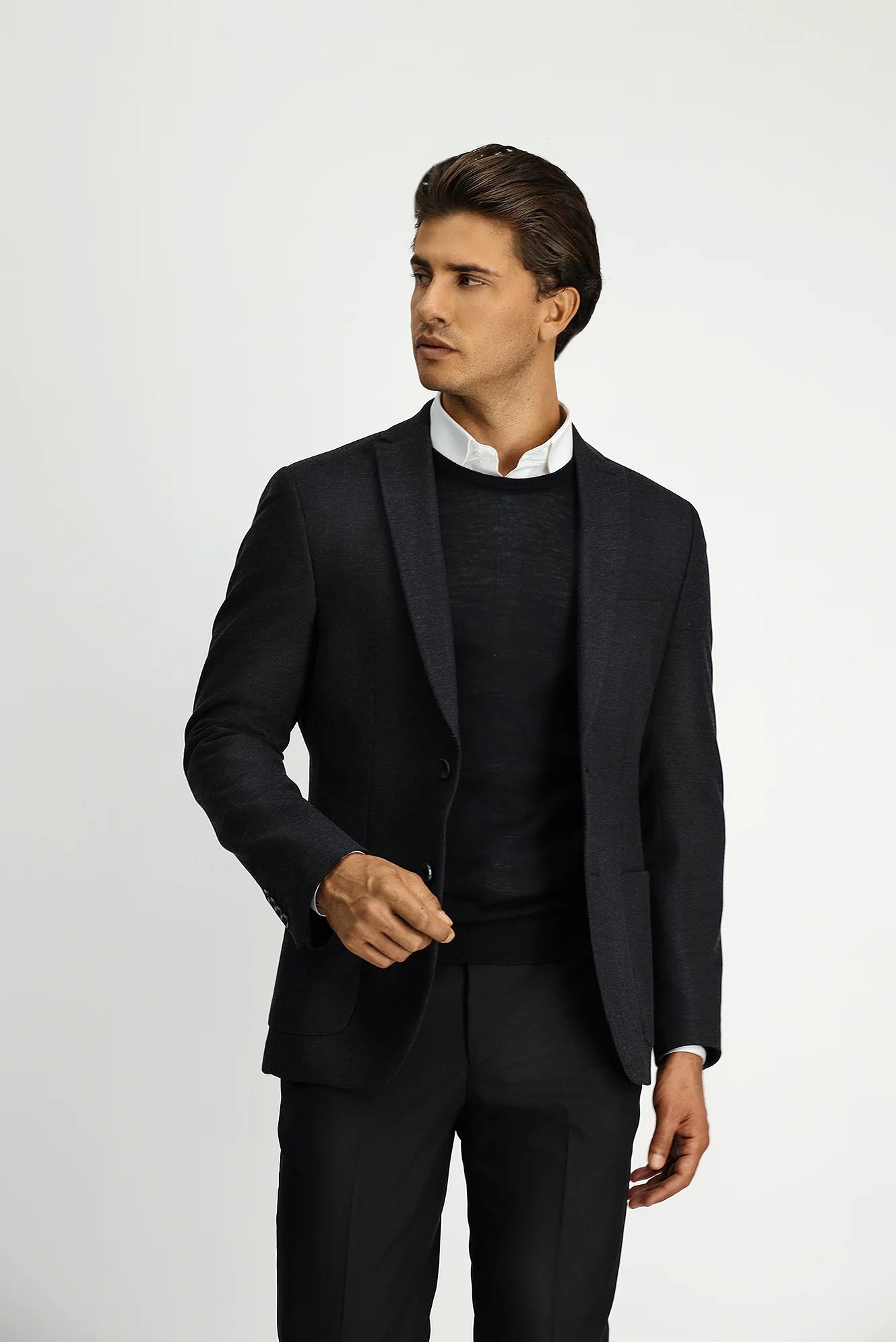 Koyu Antrasit 7 Drop Super Slim Fit Eksra Dar Kesim Klasik Ceket