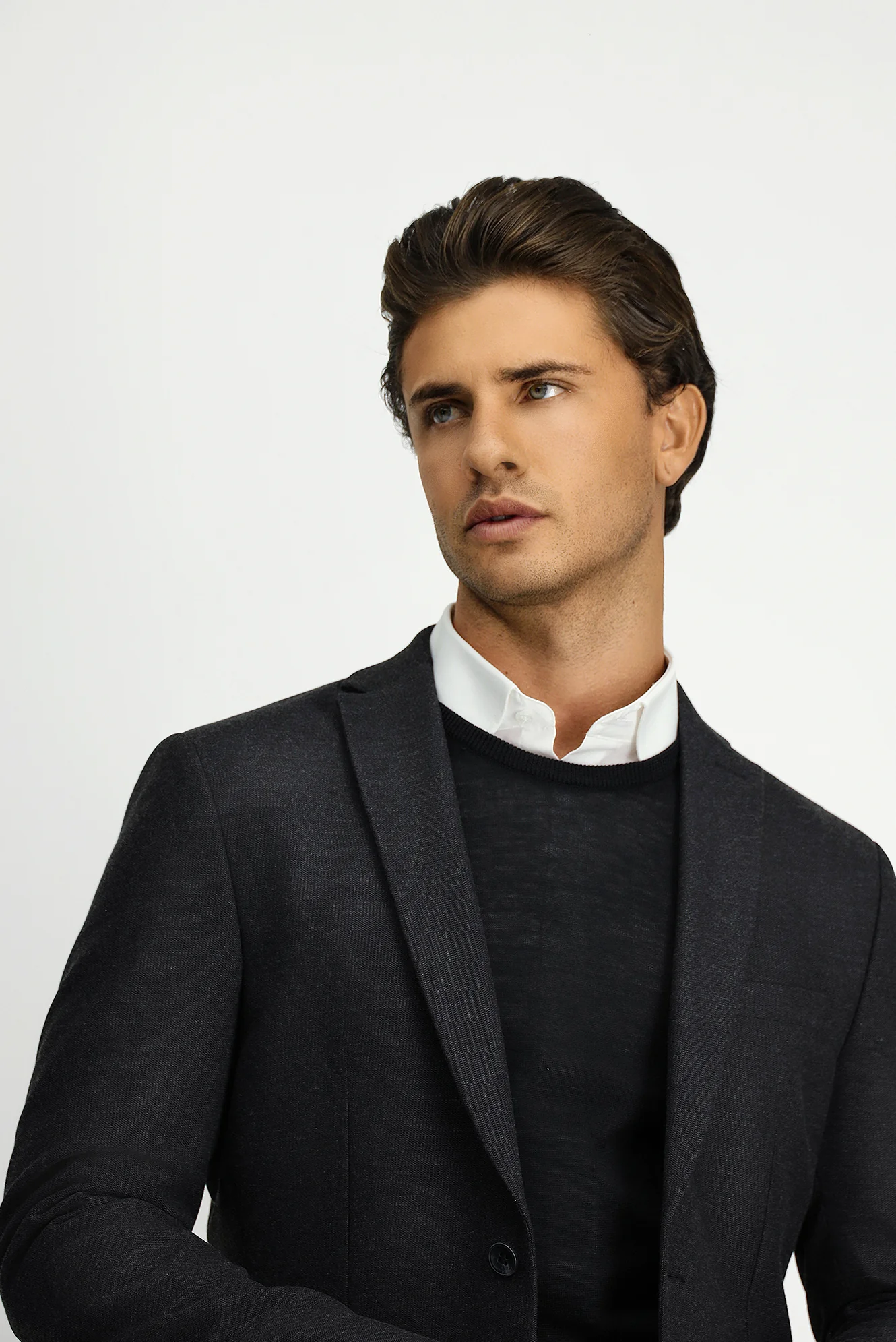 Koyu Antrasit 7 Drop Super Slim Fit Eksra Dar Kesim Klasik Ceket - Image 4