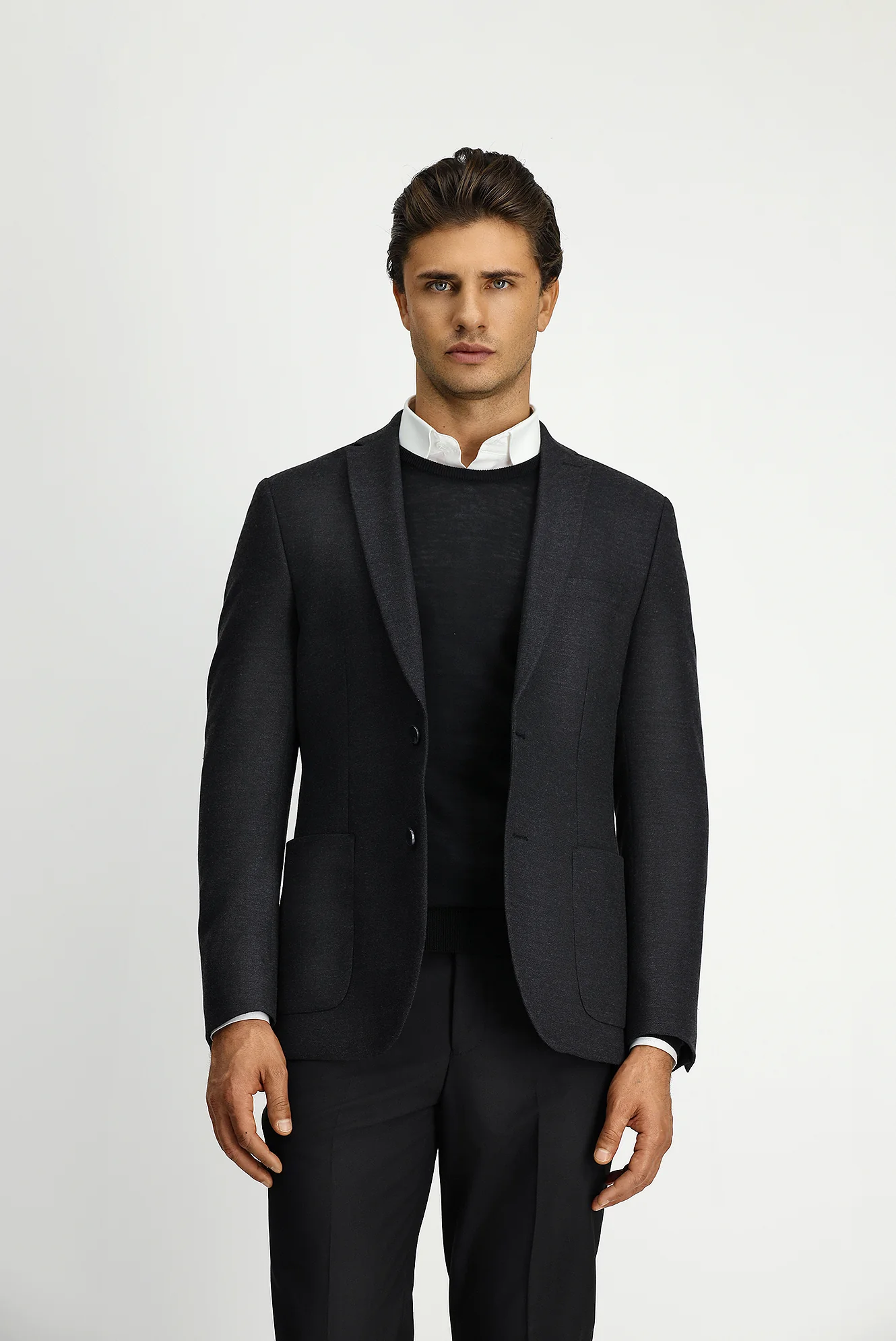 Koyu Antrasit 7 Drop Super Slim Fit Eksra Dar Kesim Klasik Ceket - Image 5