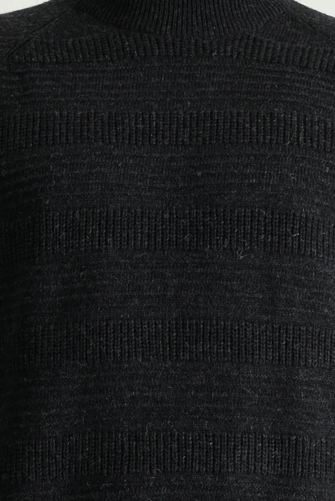 Koyu Antrasit Yarım Balıkçı Yaka Slim Fit Dar Kesim Desenli Yünlü Triko Kazak - Image 5