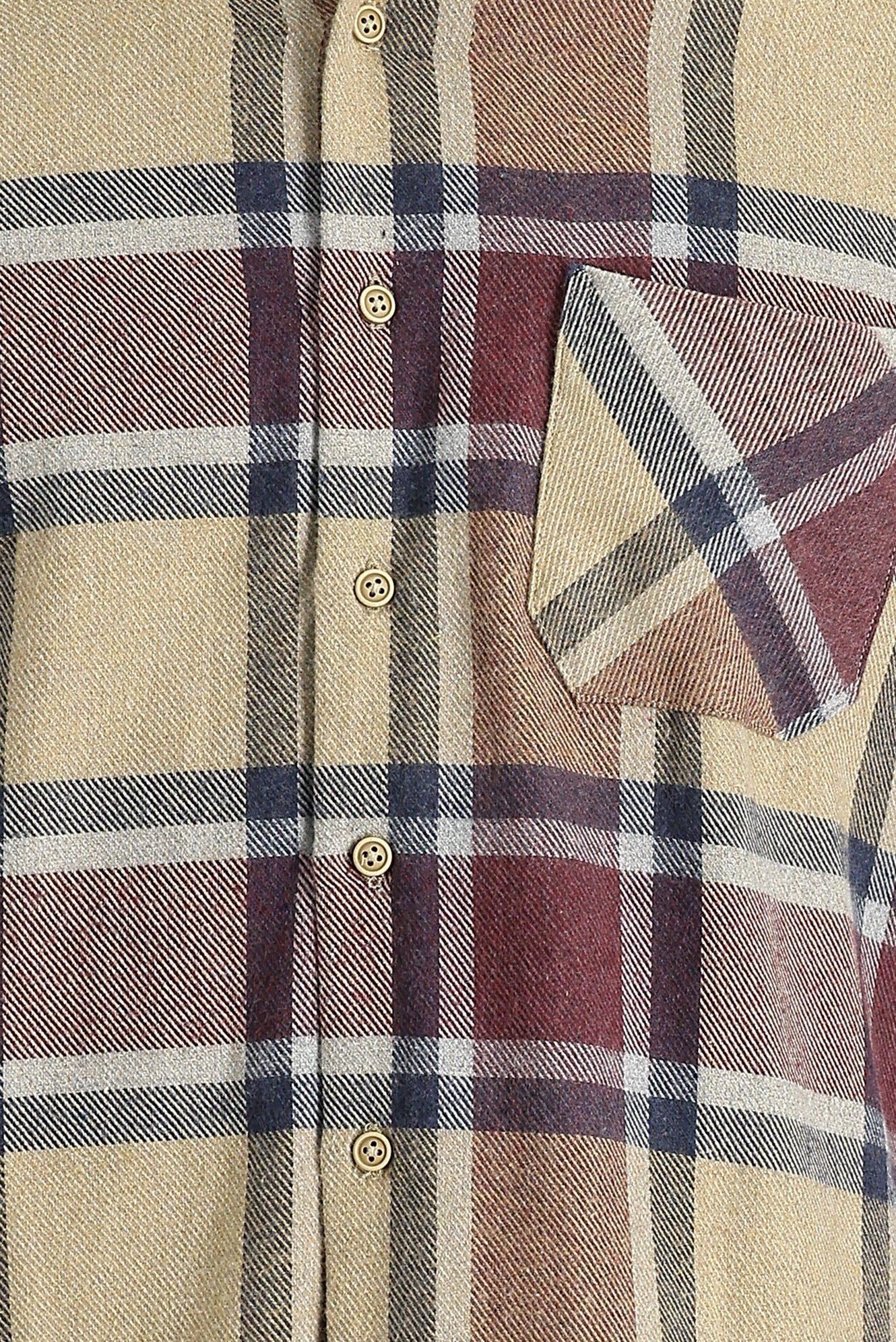 Koyu Bej Regular Fit Ekose Shacket Pamuklu Gömlek - Image 4