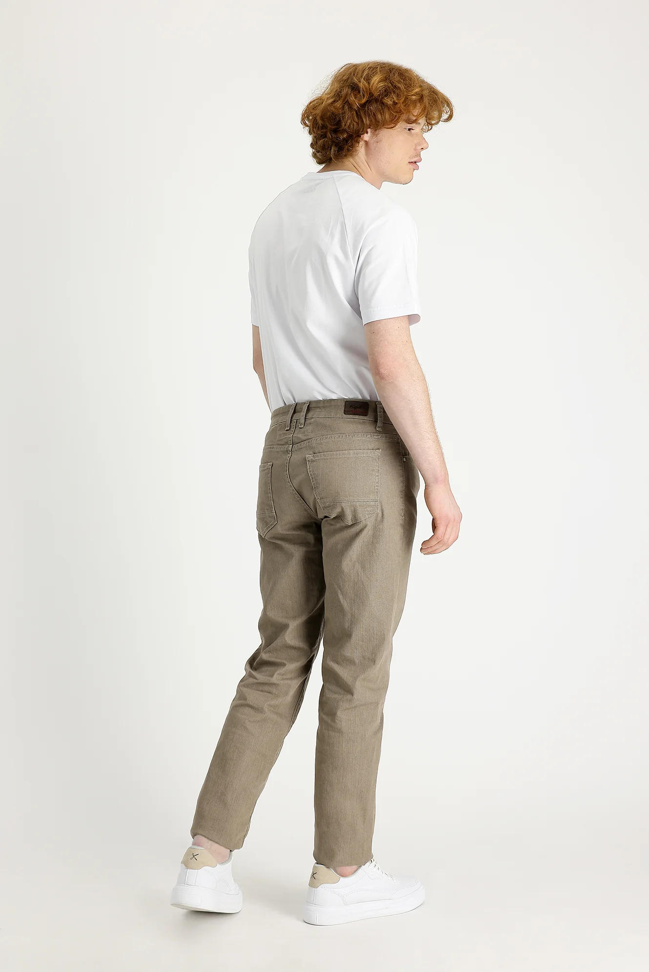Koyu Bej Regular Fit Standart Kesim Likralı Denim Pantolon - Image 3