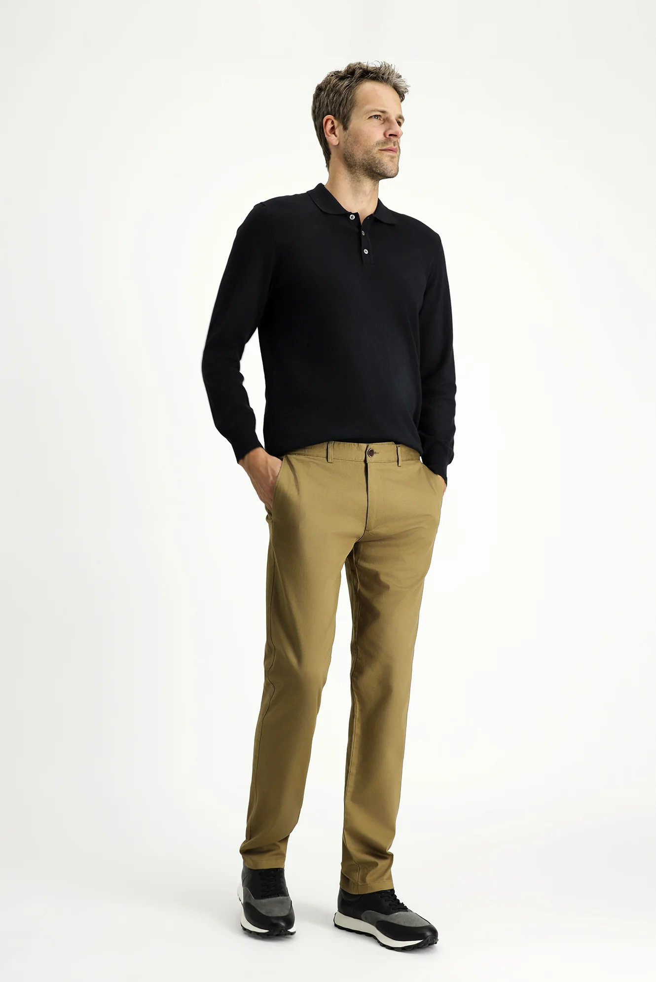 Koyu Bej Regular Fit Standart Kesim Likralı Kanvas / Chino Pantolon - Image 2